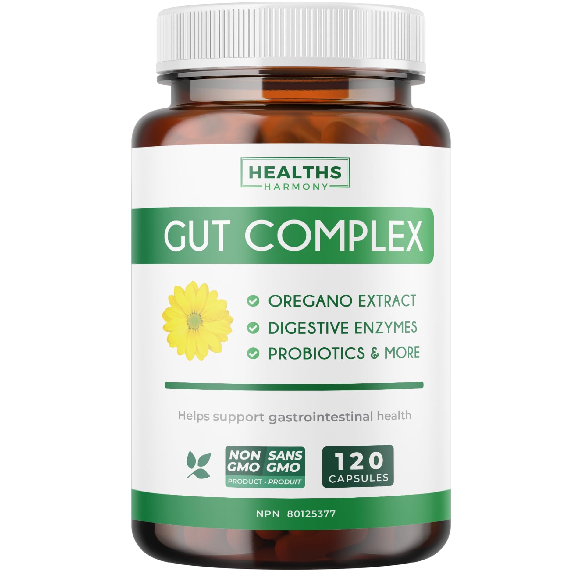 Gut Health Complex (4-Month Supply) for Candida Cleanse & Digestion Support | Caprylic Acid, Wormwood, and Black Walnut | Full Spectrum Candida Complex with Digestive Enzymes & Probiotics for Women & Men