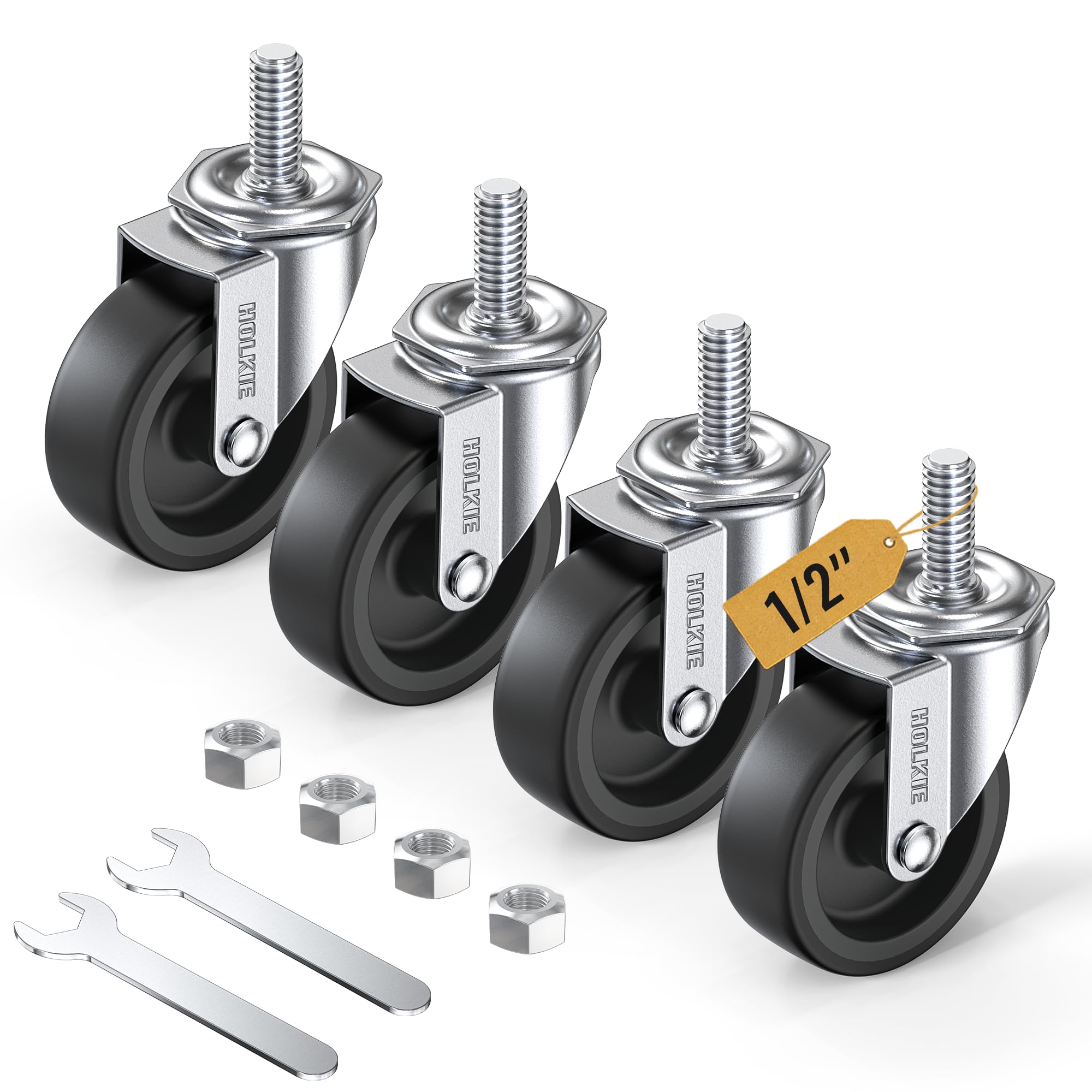 HOLKIE Stem Casters - Heavy Duty & Quiet Rolling -16 HOLKIE Stem Casters - Heavy Duty & Quiet Rolling -16