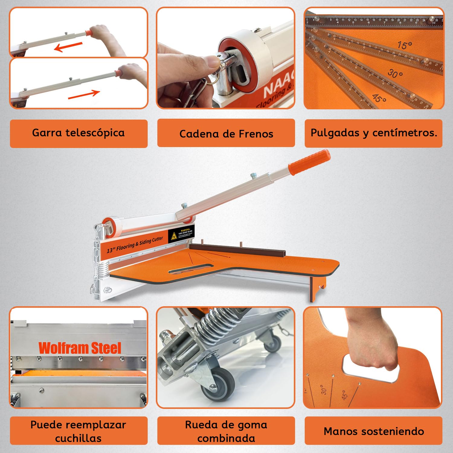 Zozen guillotina suelo Corte laminado, corte laminado de 330 mm con ruedas - ángulo de y paso, herramientas piso - a base vinilo, madera técnica, LVP/T, VCT, SPC, WPC