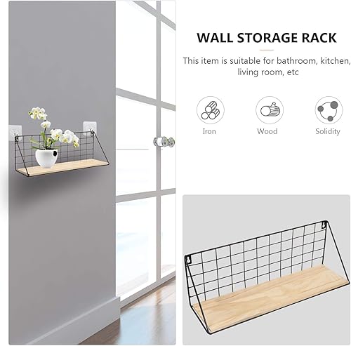 Miniatura 7 de Cabilock Estante flotante de hierro para granja, estante de pared de madera rústica para sala de estar, dormitorio, baño, negro, L