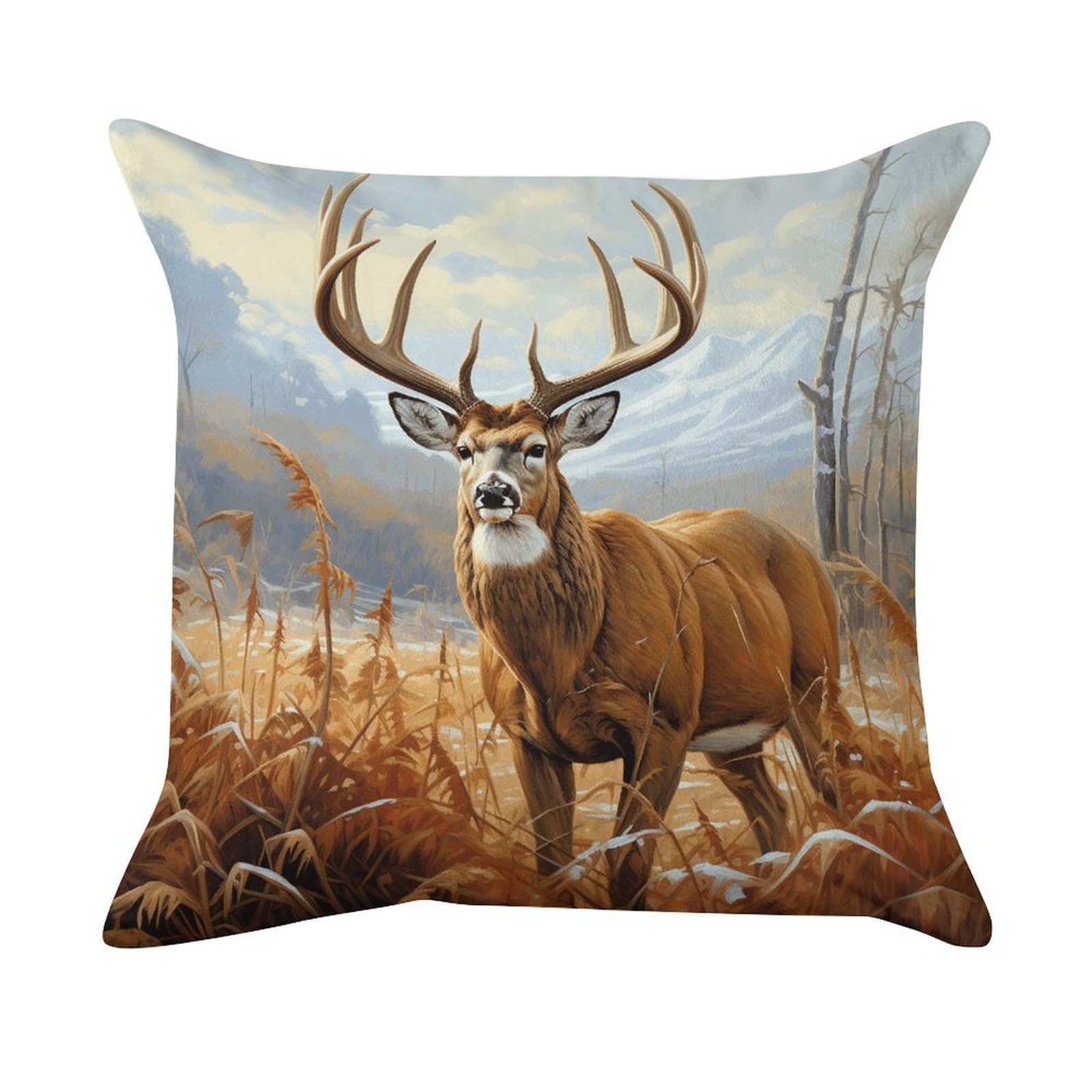 VstaDank Buck Deer Pillow Covers Super Soft Pillow Cases Square Throw Pillowcase Decorative Luxury Cushion Cases Velvet Lumbar Pillow Shells with Zipper for All Seasons