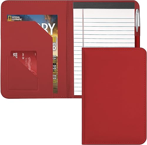 Gorbado Carpeta Junior Padfolio  Carpeta A5 con bloc de escritura de 5 x 8 pulgadas y bolsillo interior de almacenamiento, organizador ejecutivo de