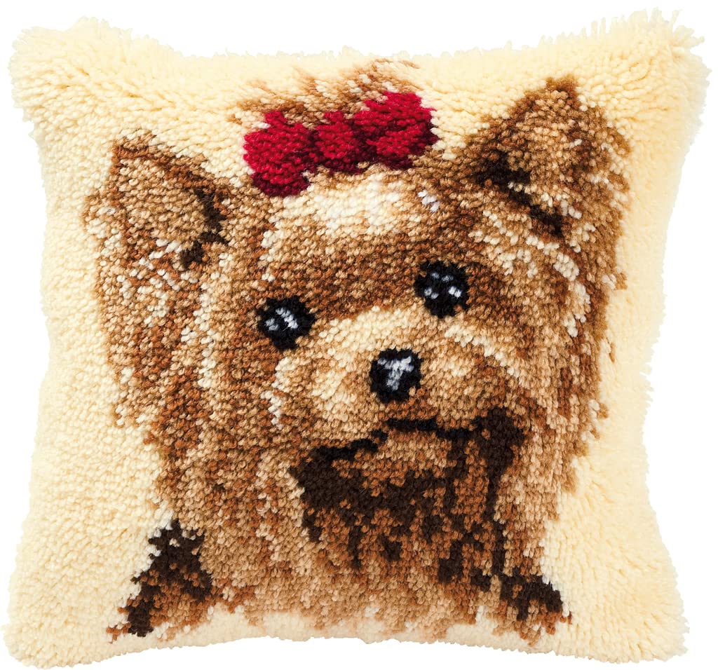 Vervaco Yorkshire Terrier Latch Hook Cushion, Multi-Colour