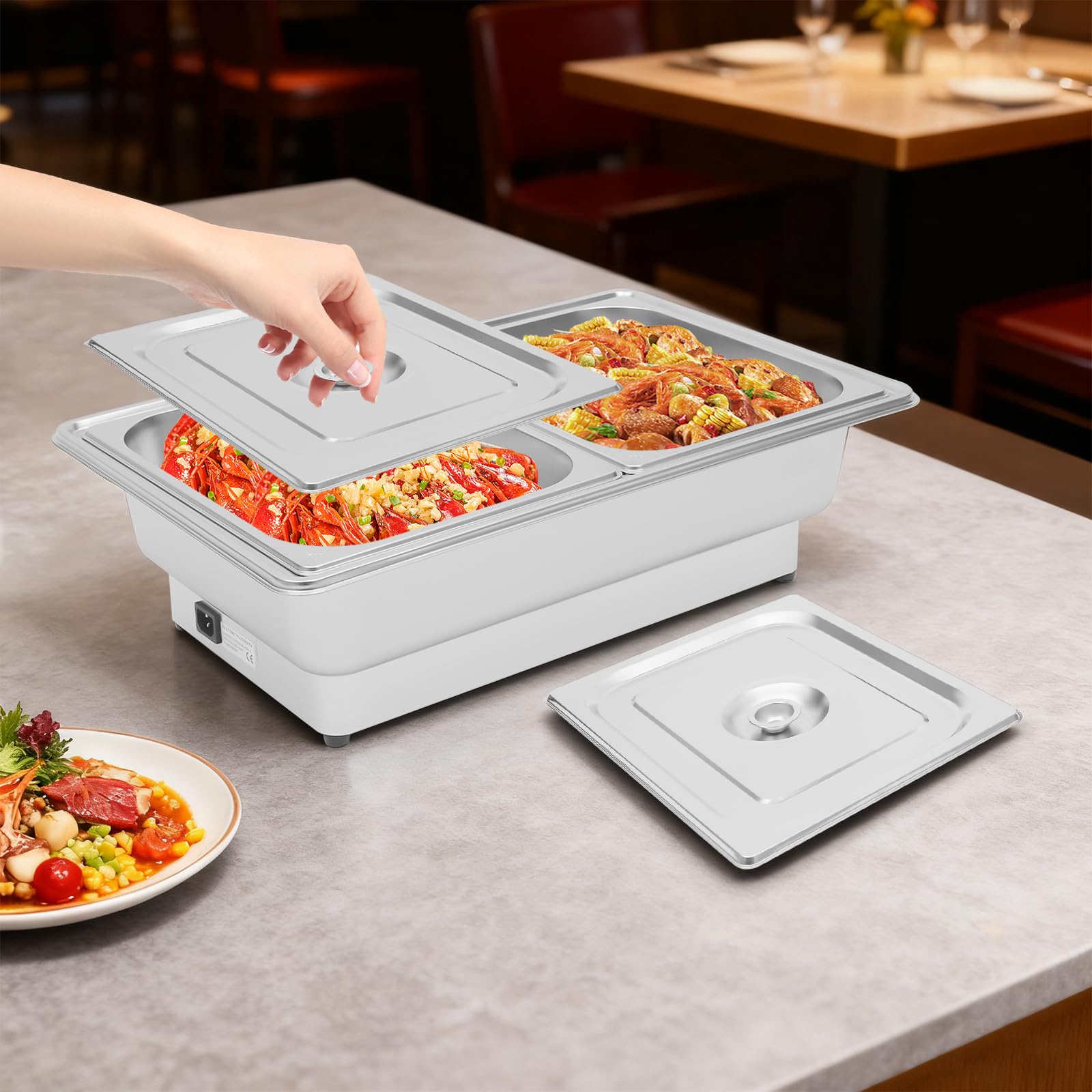 Scaldavivande elettrico per buffet, doppio scomparto, per catering