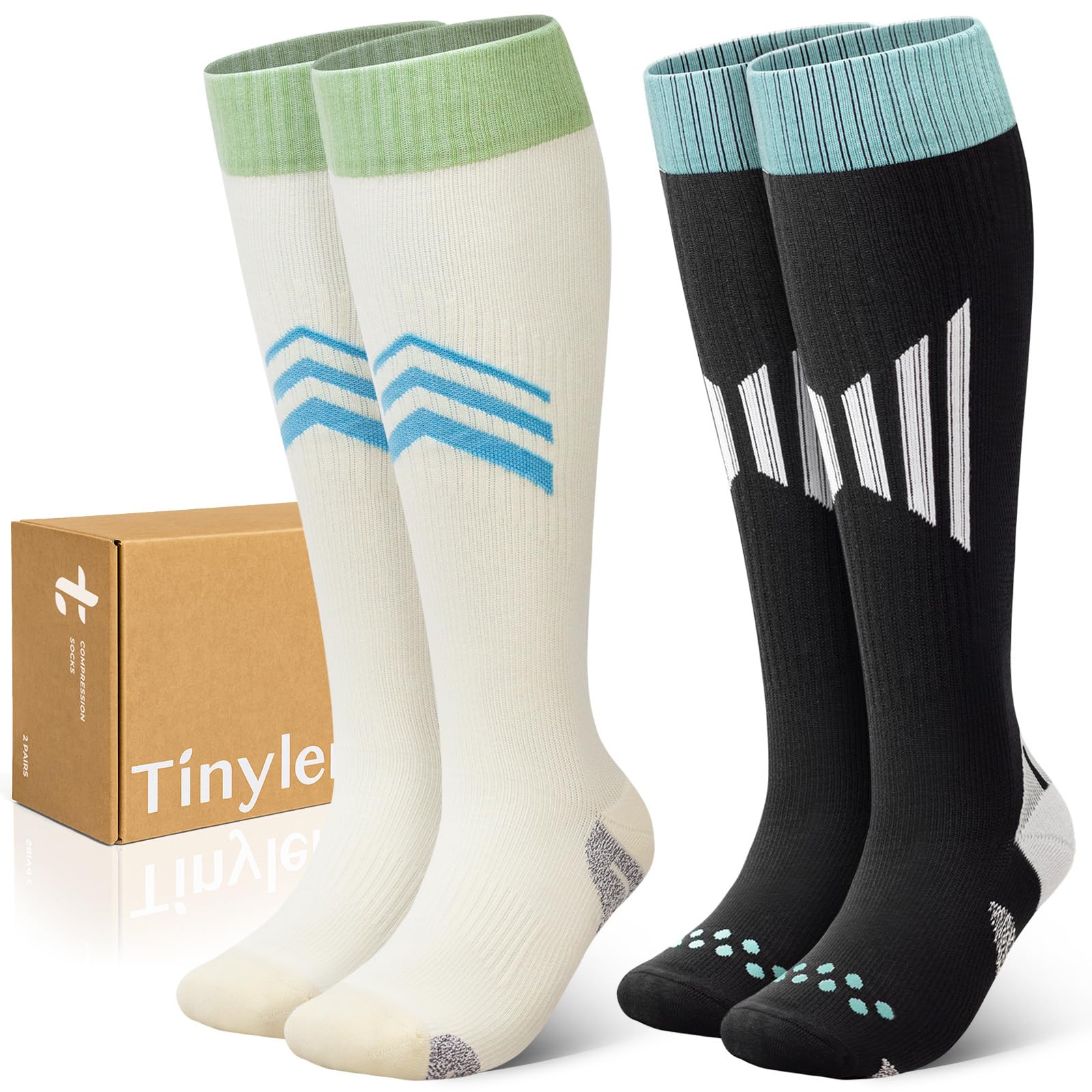 TINYLEMON Wide Calf Compression Socks--2 Pairs