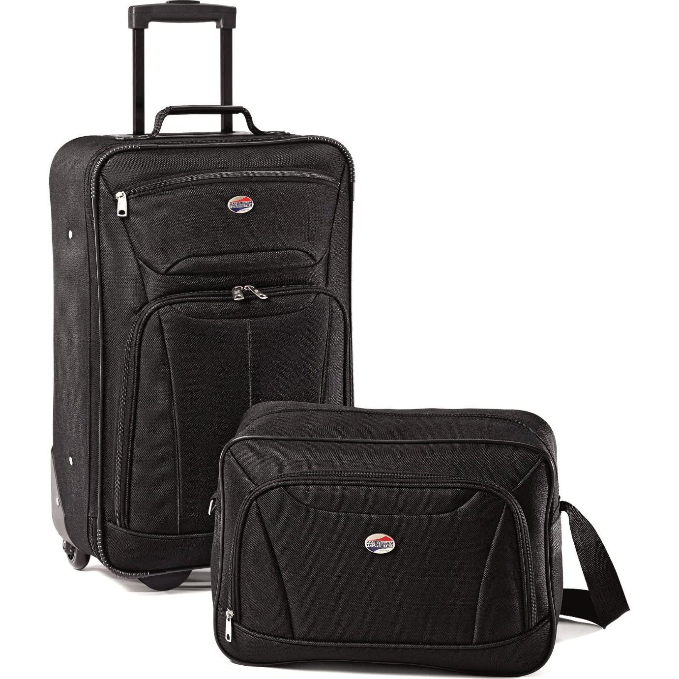 American Tourister Fieldbrook II Softside Upright Luggage, Black, 2-Piece Set (tote/21)