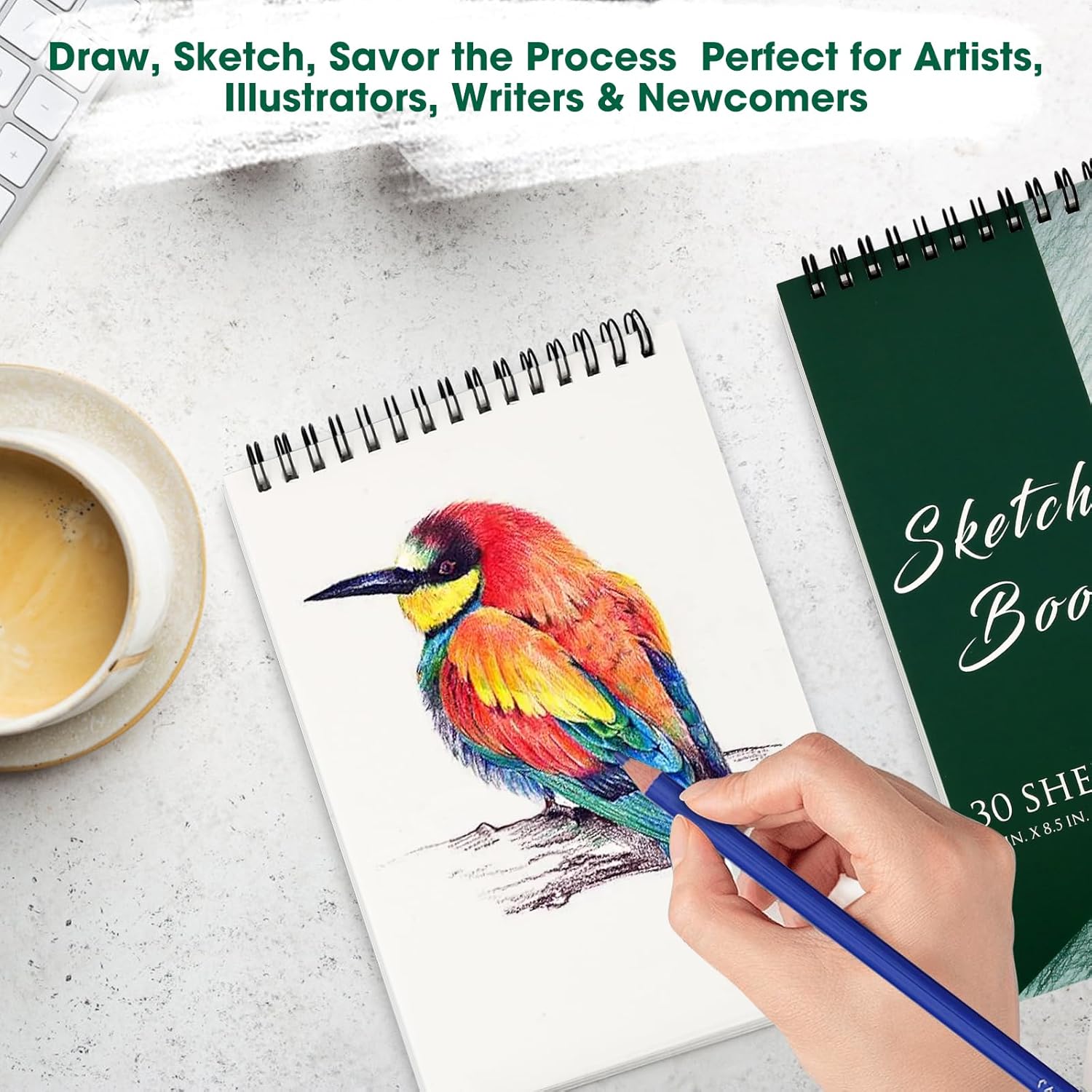 20 Pieces 5.5'' x 8.5'' Top Spiral Bound Sketch Books, 30 Sheets Each (68lb/100gsm) Bulk Artist Sketch Pads, Sketch Book for Kids, Art Sketchbooks for Painting