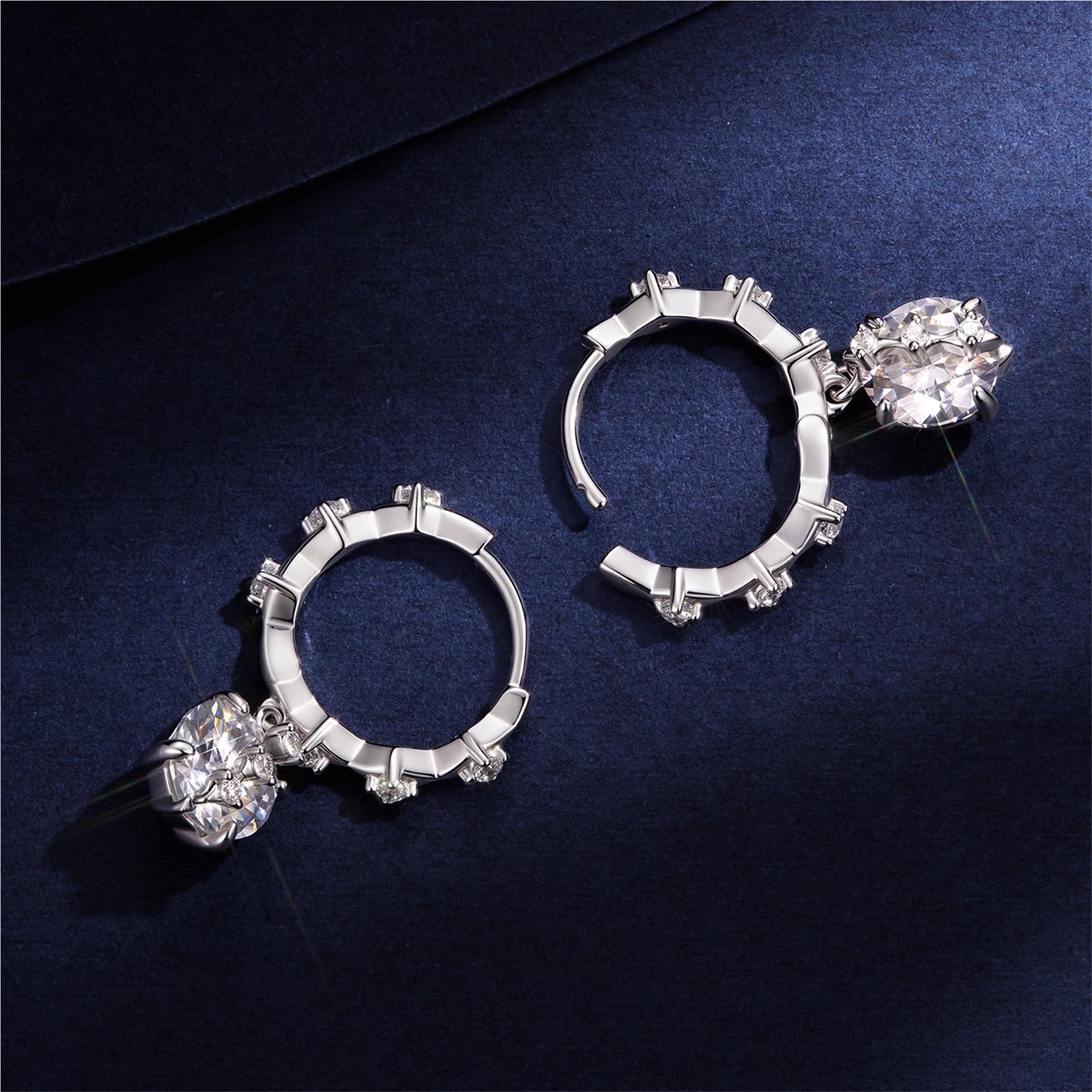Pendientes de aro Huggie de moissanita de plata de ley S925 de 1 quilate con certificado, aros pequeños for dormir, hipoalergénicos for mujer, regalo diario