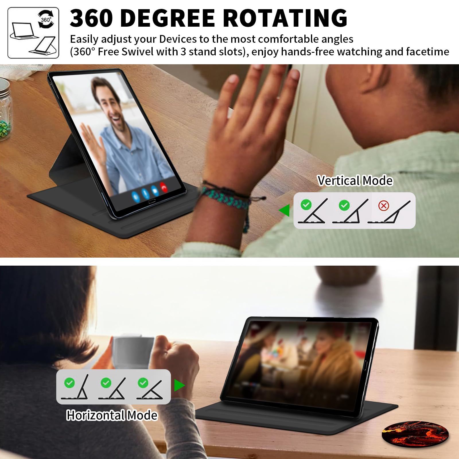 ACWDMKH Schutzhülle für Kindle Paperwhite 12. Generation 2024 und Kindle Colorsoft Signature Edition 2024, 360 Grad drehbar, drehbar, Leder, Standfunktion, automatische Wake-/Sleep-Funktion,