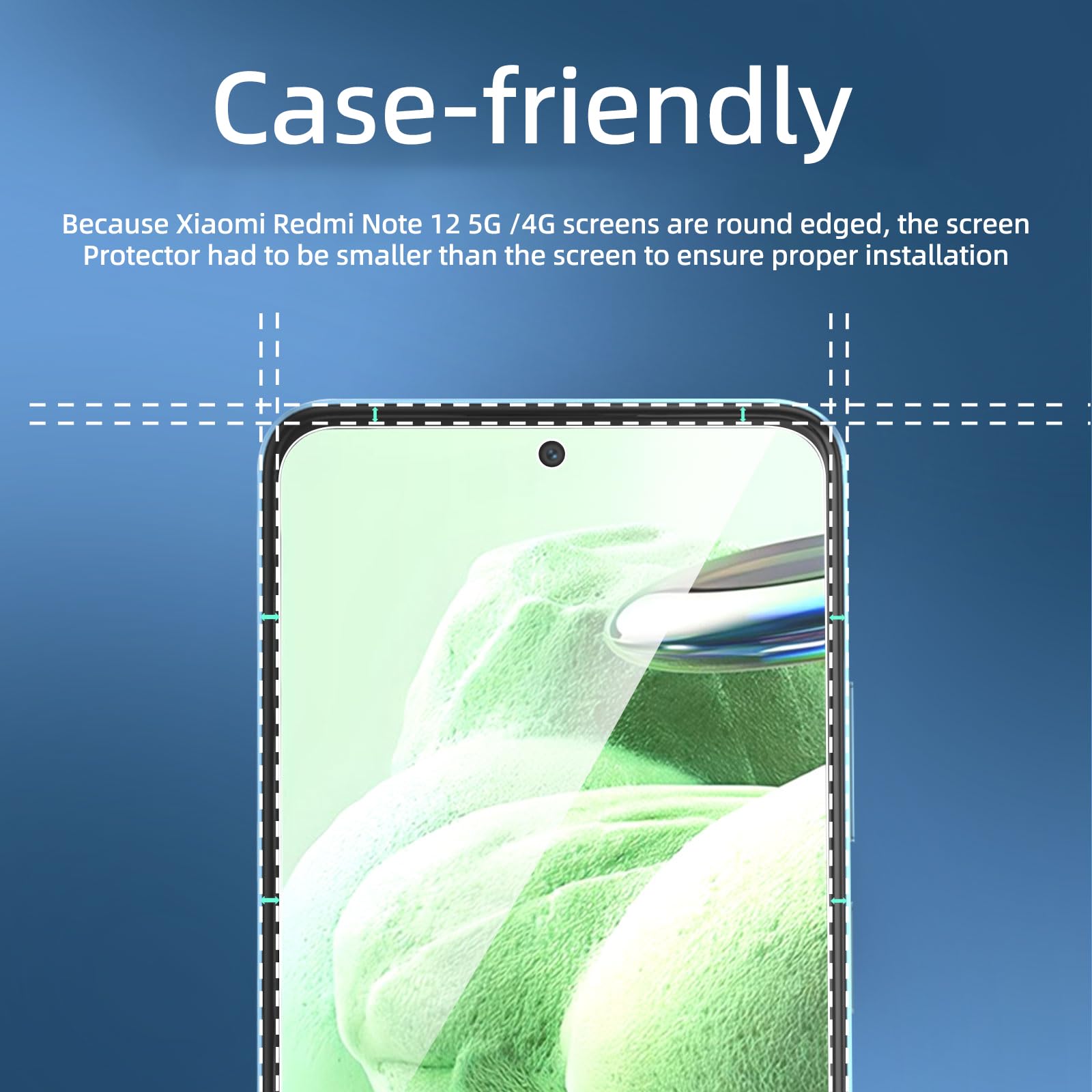 NEW'C 3 sztuki Szkło dla Xiaomi Redmi Note 12 5G /4G Hartowane i Folia Ochronna Ochraniacz Ekranu - Bez pęcherzyków powietrza, odporność na zarysowania