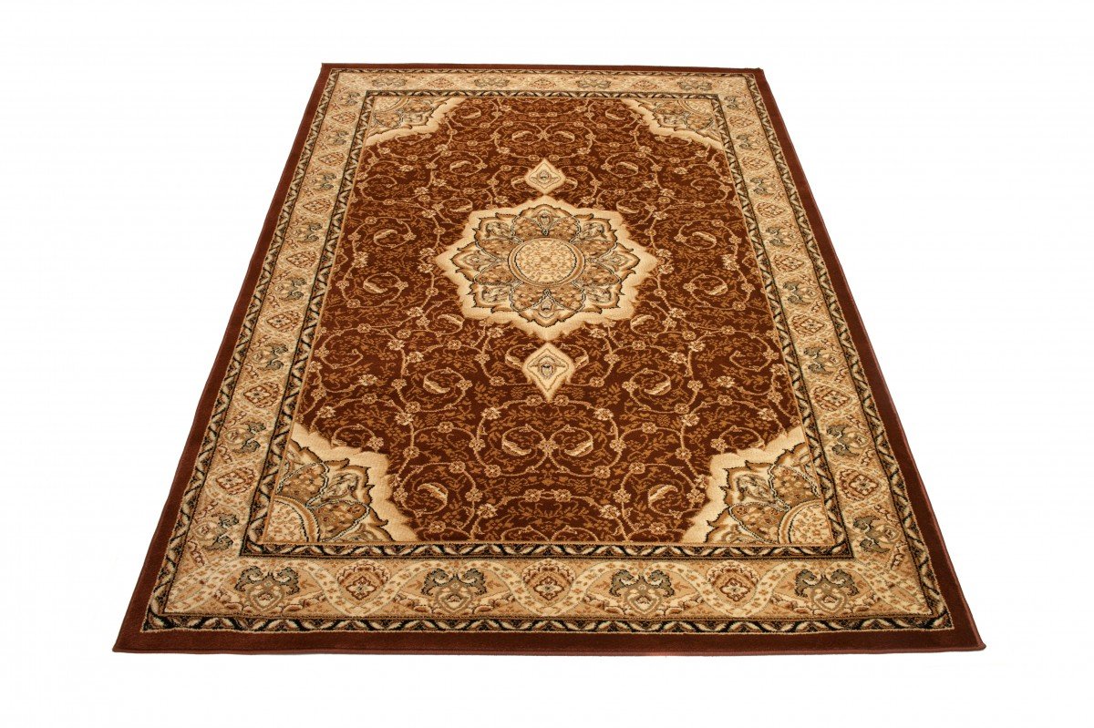 TAPISO YESEMEK dywan klasyczny z krótkim włosiem, orientalny dywan kwiatowy, wzór w stylu "Ziegler", bordiura w kolorze brązowym, beżowym, barokowym wzornictwie, do salonu, ÖKOTEX 180 x 260 cm