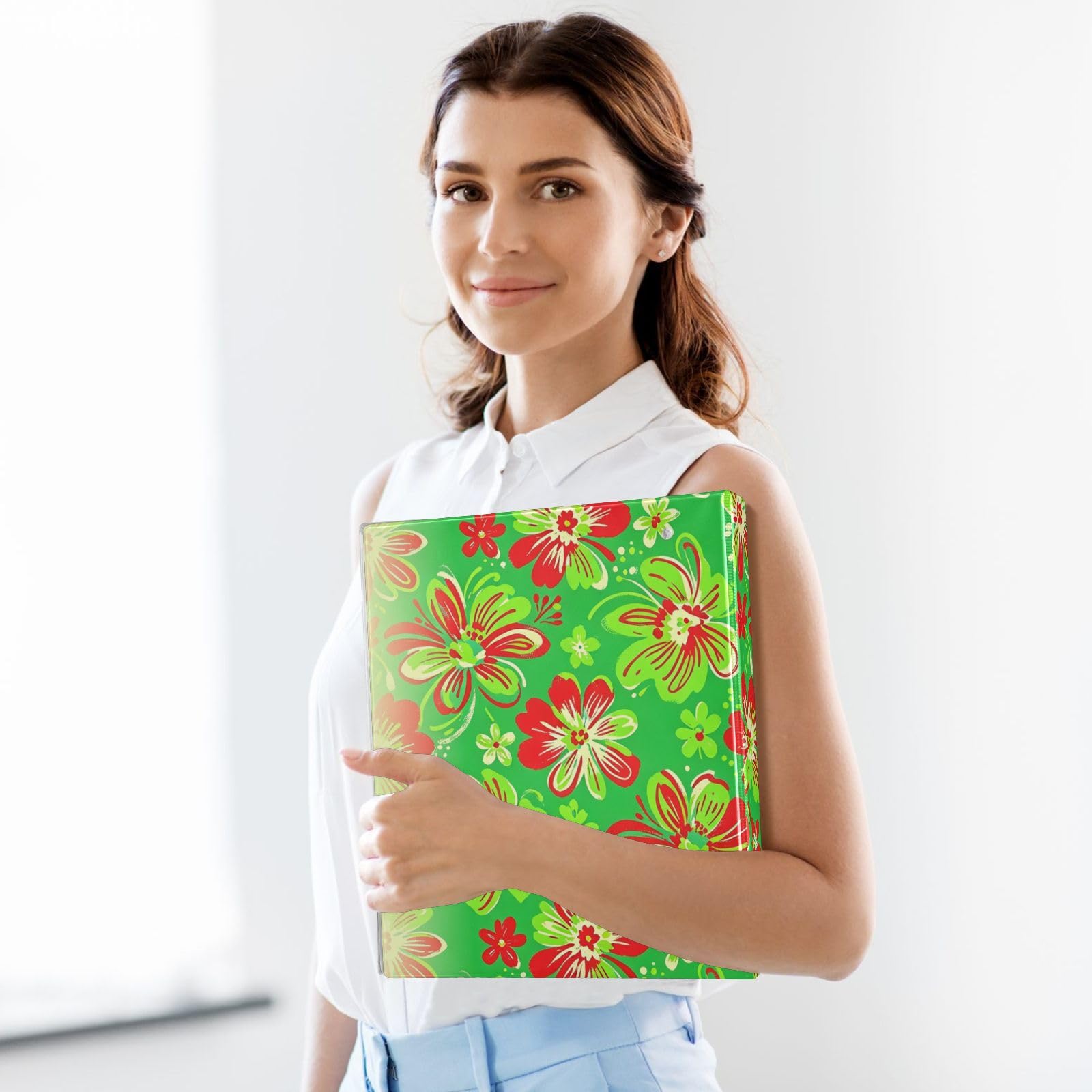 Raccoglitori per quaderni da 1,5 pollici, verde denso fiore artistico
