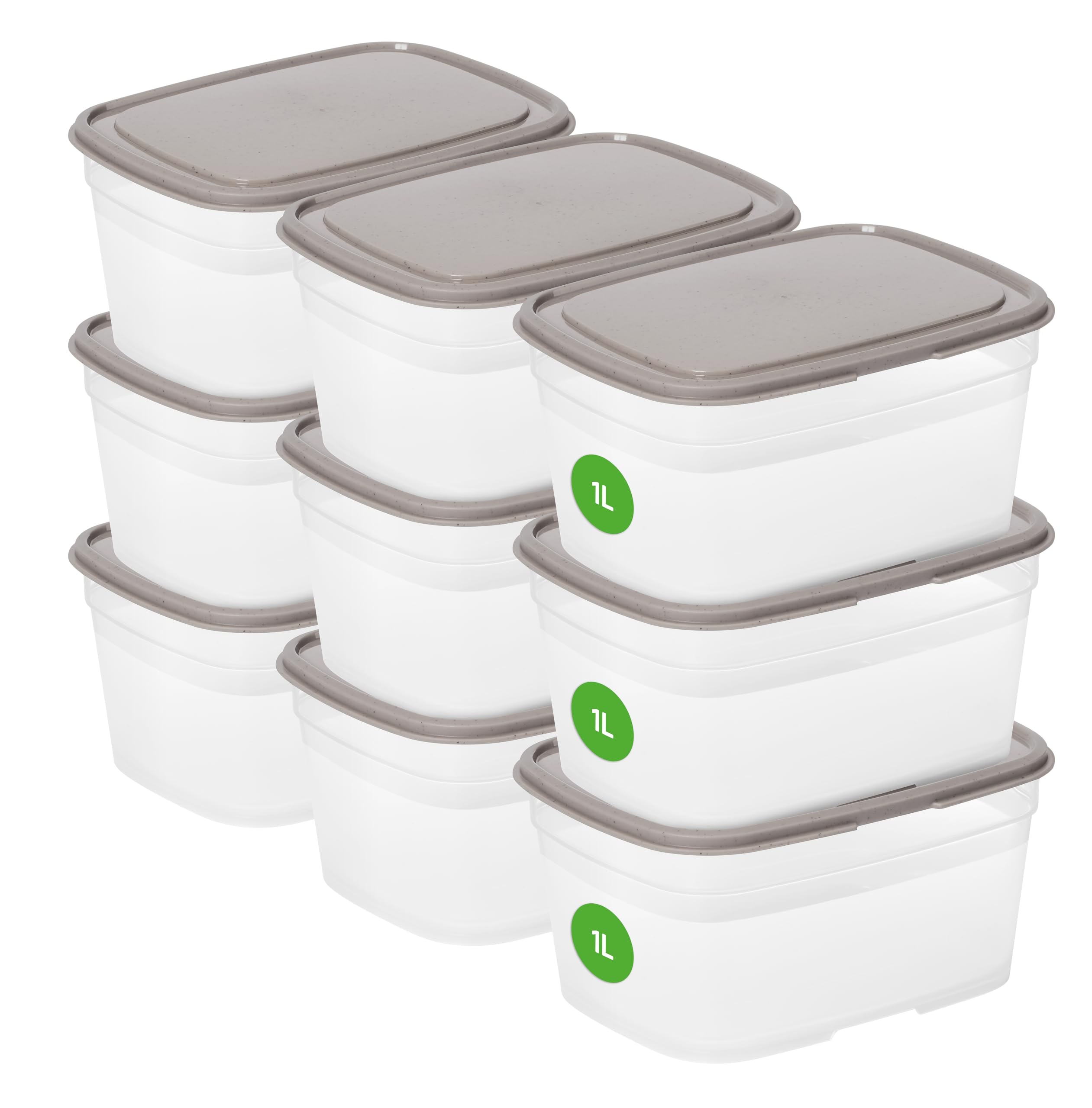 SmartStore Leakproof Food Storage Container 1L - Set of 9 | Dishwasher, Fridge, Microwave Safe | Lunch Box Meal Prep | Food Approved, BPA Free | Airtight, Stackable, Nestable | L16,5 x W12,5 x H8,5 cm