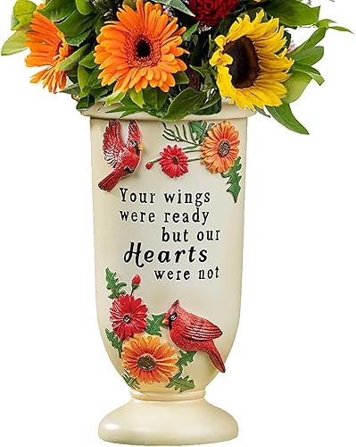 Miniatura 7 de BAYN Decoraciones de tumbas para cementerio, jarrones de alas de ángel con picos para decoraciones de jardín, estatuas de jardín impermeables,