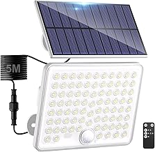 kolpop Lampe Solaire Exterieur Detecteur de Mouvement,LED Convex Lenses Projecteur Solaire,3Mode 1800mAH Lumiere Solaire Exterieuré tanchéité IP65 Spot Extérieur pour Jardin Garage blanc