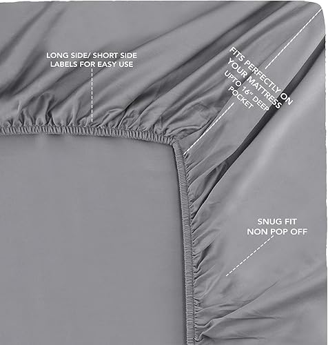 Miniatura 3 de CRAFTSWORTH Juego de sábanas 100% de algodón egipcio, 4 piezas, color marfil, extra profundo, sábana encimera, sábana bajera ajustable, mejor que el