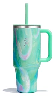 Hydro Flask Travel Tumbler with Handle, Lid and Straw - Insulated Stainless Steel in 40 Oz Jelly Green - Amazon product rated Grade A
