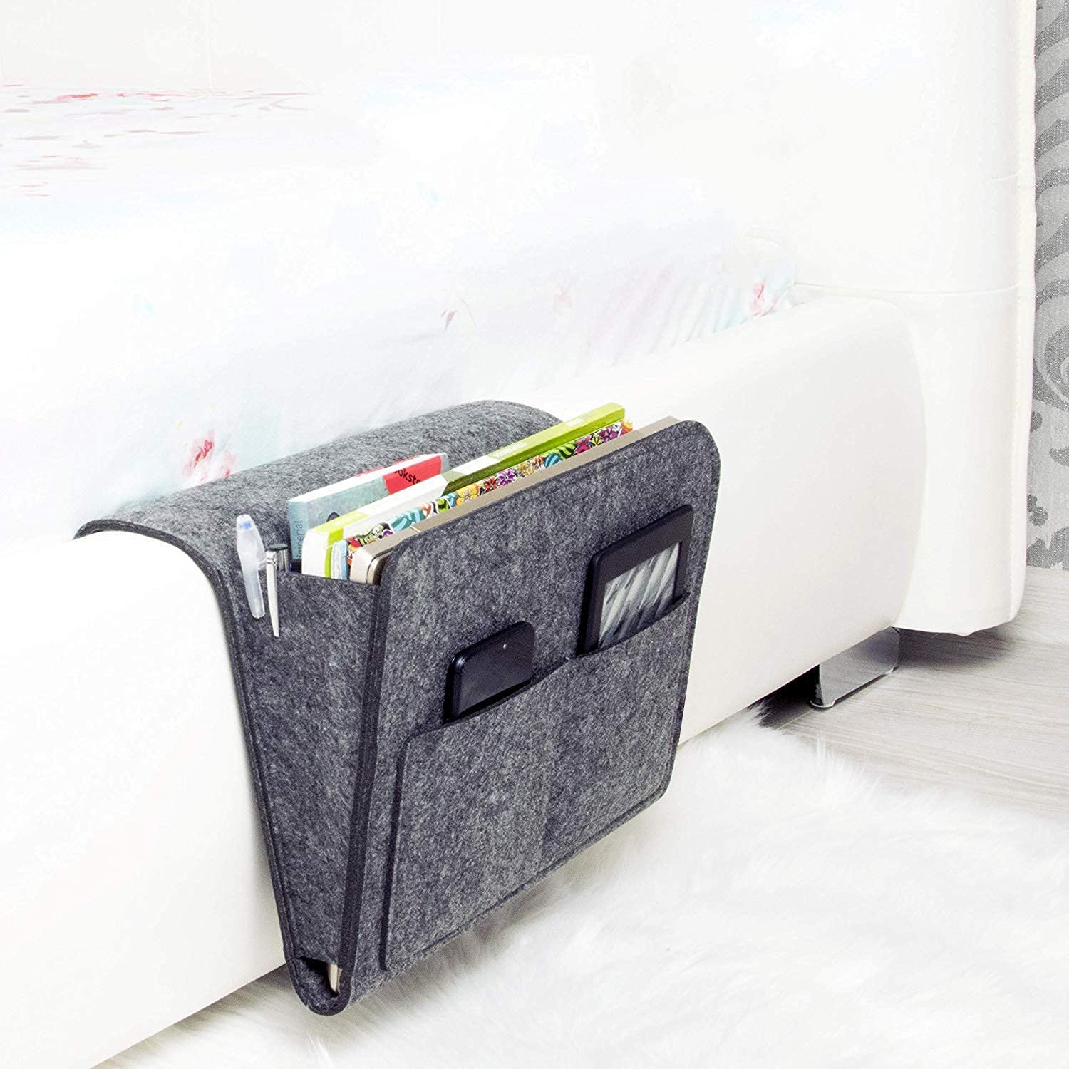BHAGVAT Bedside Caddy Hanging Storage Organizer with Multiple Pockets for Bed, Sofa & Desk – Ideal for Dorms, Bunk Beds, Hospital Beds & Kids Rooms