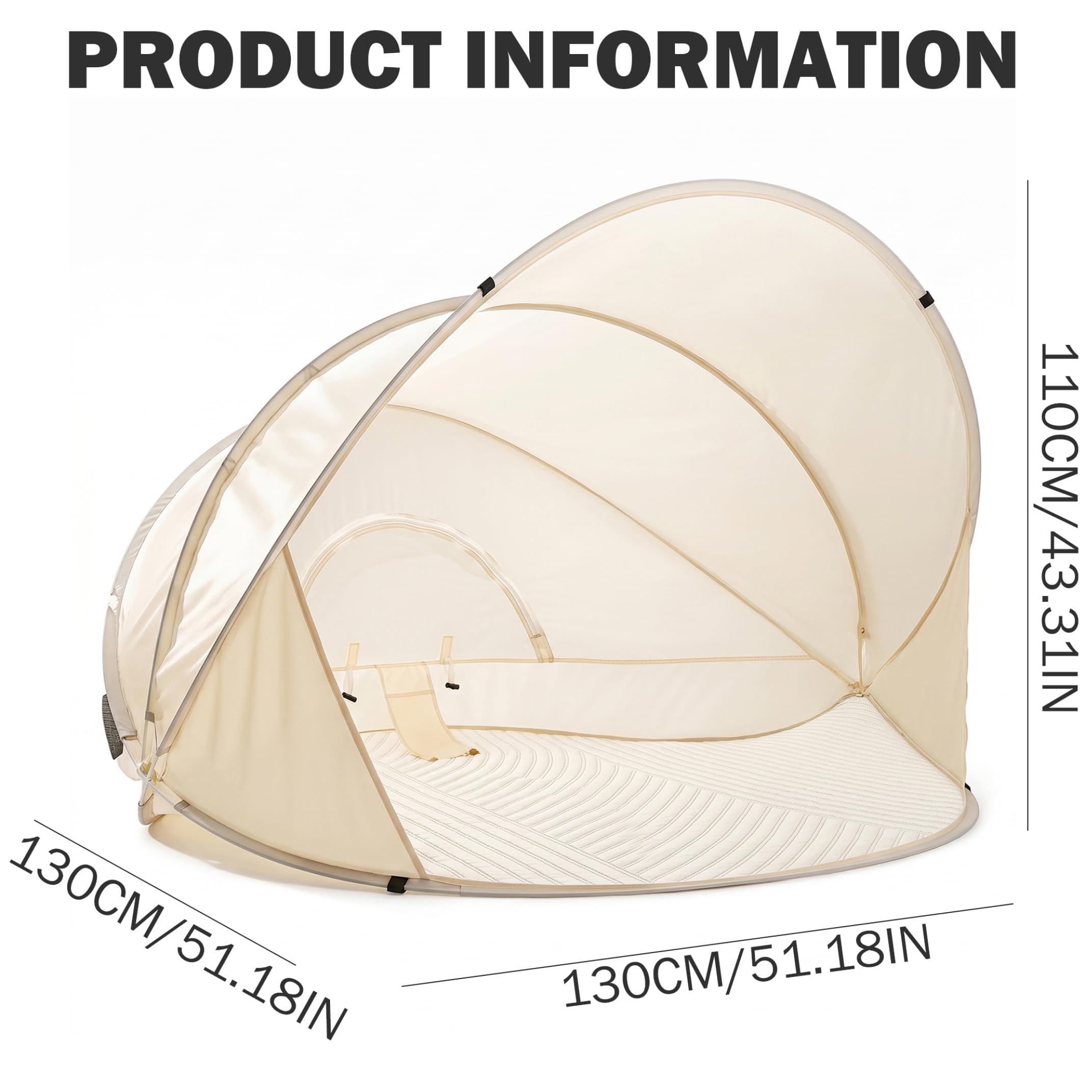 Tente de Plage Pop-up instantanée de 51x43 Pouces pour 3-4 Personnes, auvent d'abri Solaire Portable pour la Plage, Le Parc et Le Camping