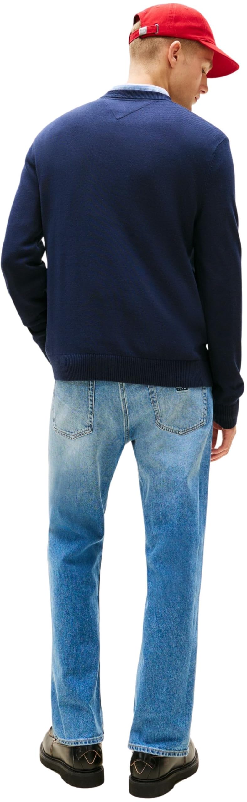 Tommy Jeans Męski sweter TJM Slim Ess Light Ext DM0DM22853 Sweter, niebieski (Dark Night Navy), L