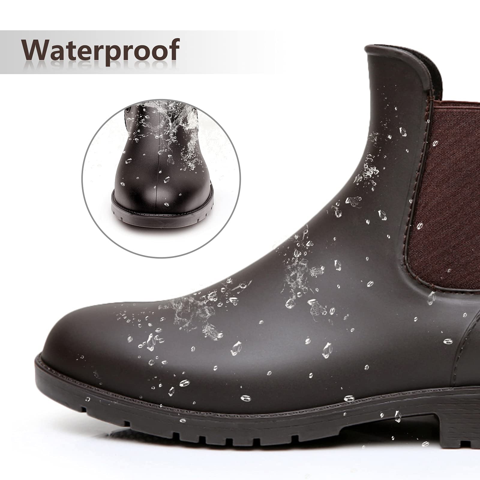 Geweo Stivali Di Gomma Donna Chelsea Uomo Impermeabile Antivento in Nero Marrone Grigio Rosso Bianco Taglia 35-43