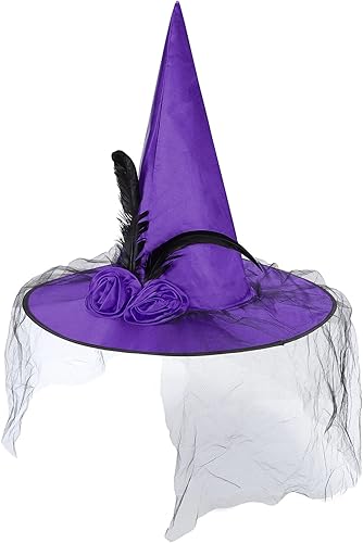 Miniatura 2 de American Trends Sombrero de bruja de Halloween para mujer, accesorio de disfraz de Halloween de encaje para fiesta