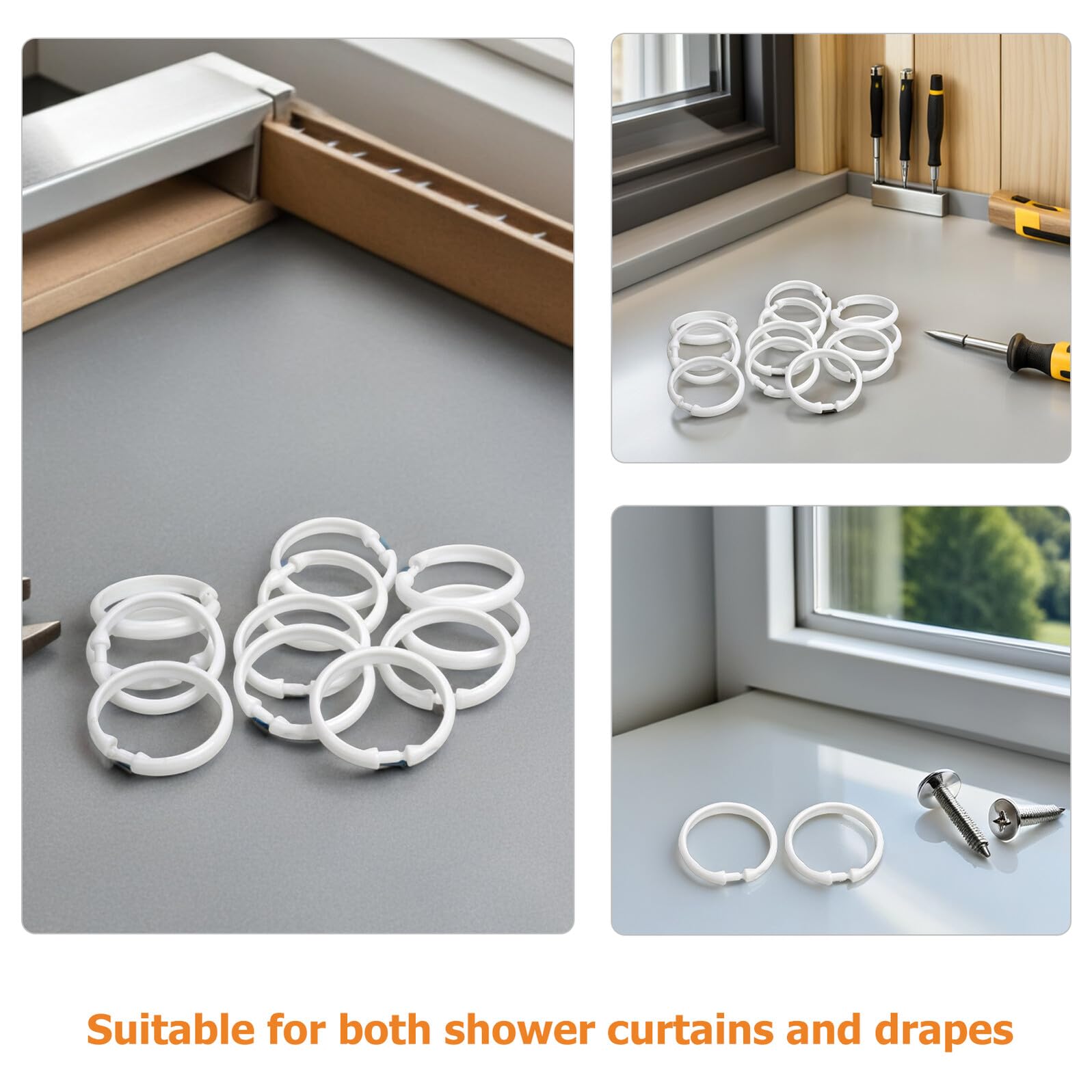 BESTYASH 55 Pezzi Anelli per Doccia Trasparenti Ganci in Plastica Rotondi con Chiusura Scatto Resistenti per Tende Pesanti Compatibili con Standard e Curve Accessori Bagno