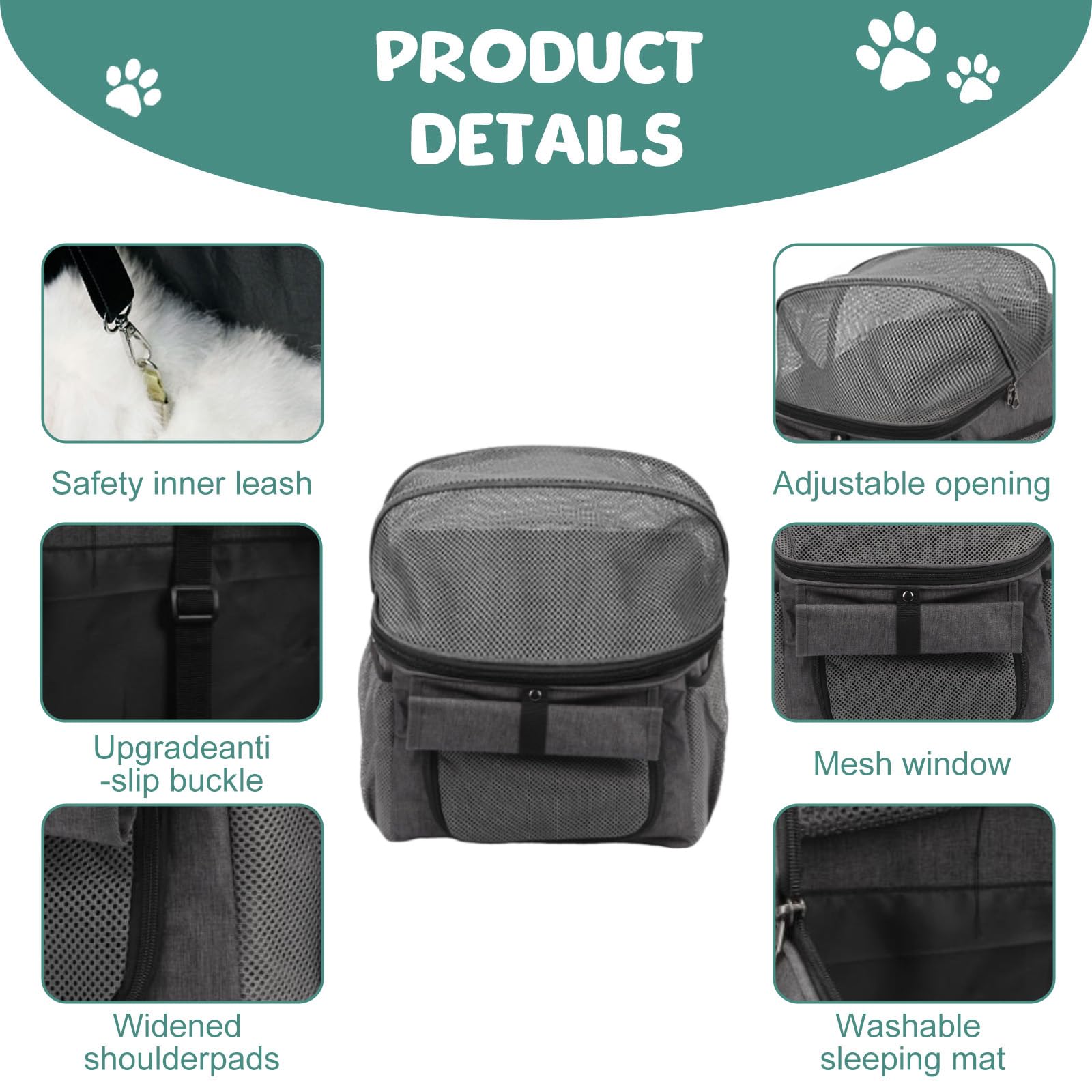 Bigking Borsa per Bicicletta per Animali Domestici, Cestino Anteriore per Cani, Cestino Pieghevole per Bicicletta, Adatto per Equitazione All'aperto E Campeggio Con Animali Domestici (Grigio)