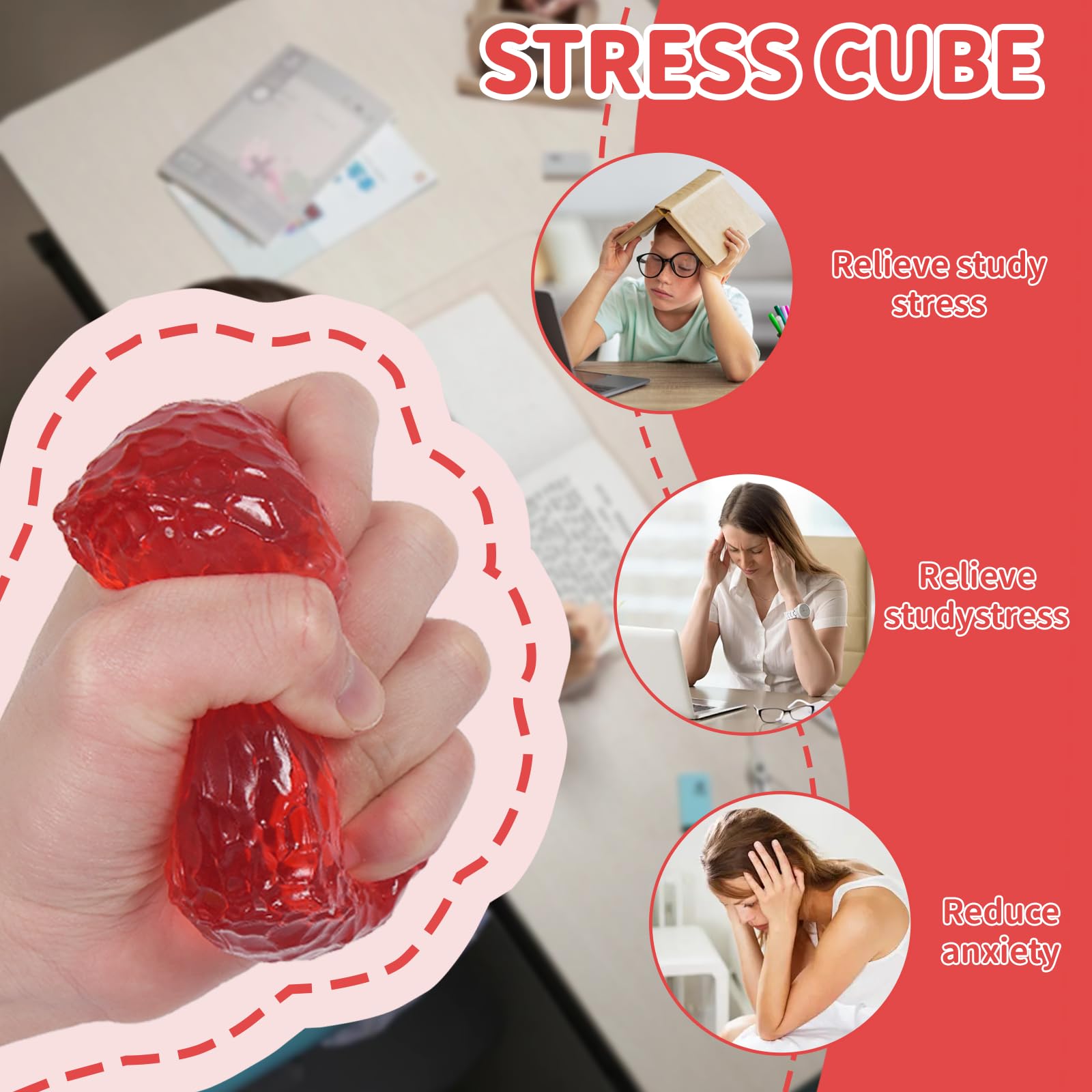 Graphinza Honeycomb Ice Cube Squishy Cubes, Durable Squeeze Toys Autism Stress Ball - Image 4