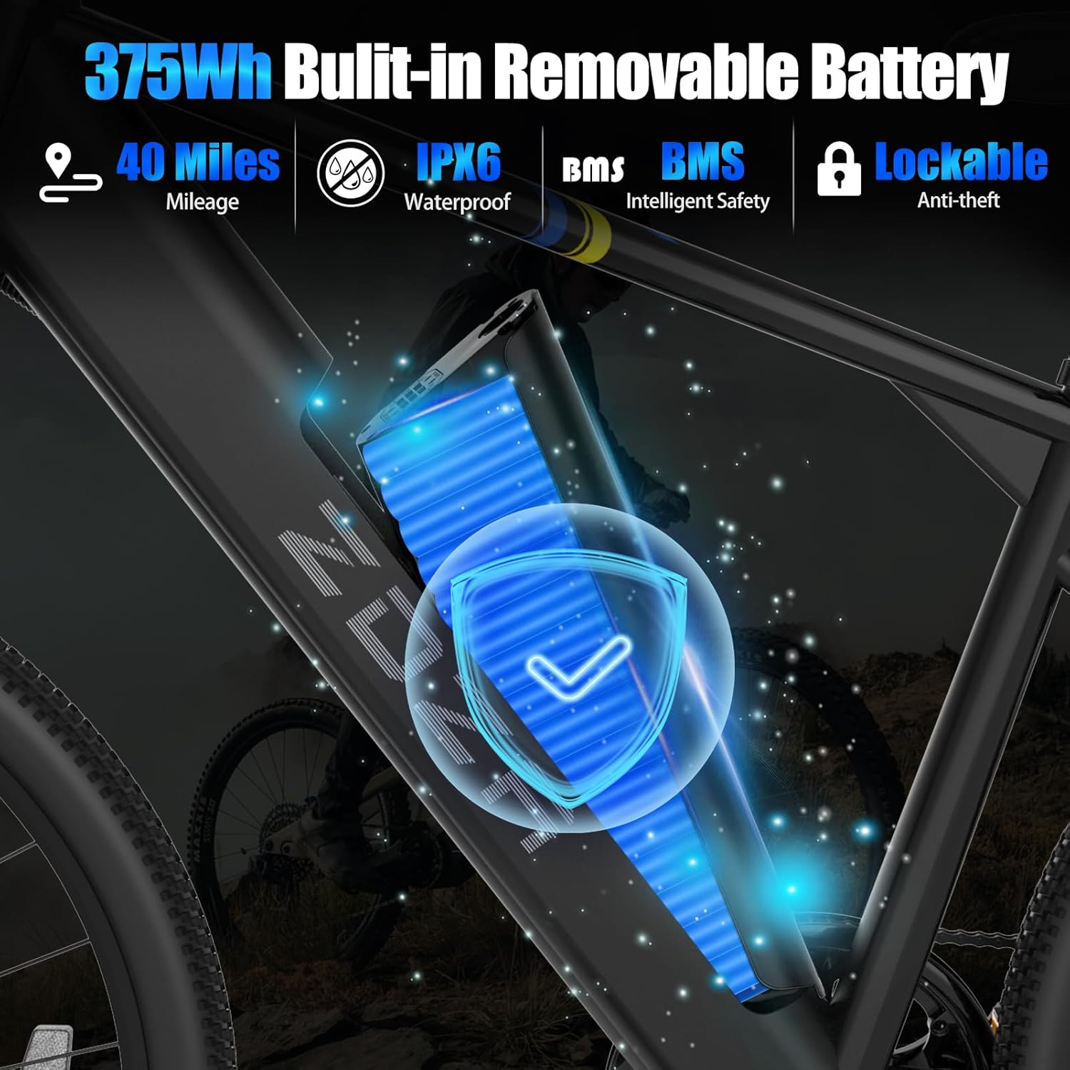 Electric Bike, 1000W Peak Motor, 26” Electric Mountain Bike, 35km/h &65 km Max Range Ebike for Adults, Electric Bicycle for Commute, Colorful LCD Display & 7 Speed - Image 3