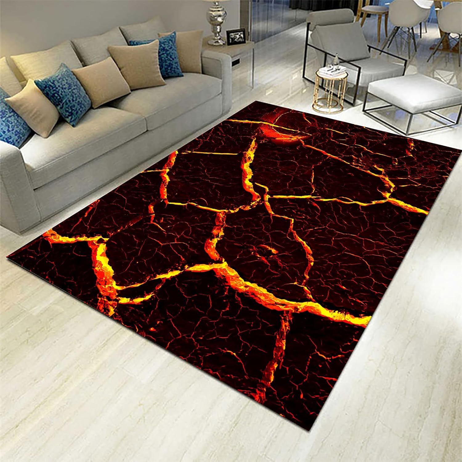 Rug Abstract Flame Rock Texture 3D Printed Carpet Polyester Soft Touch Short Pile Rug Non Slip Area Rug Easy Clean For Living Room Bedroom Kitchen Floor Mat 100 X 200 Cm -2U9M1Y8F4U