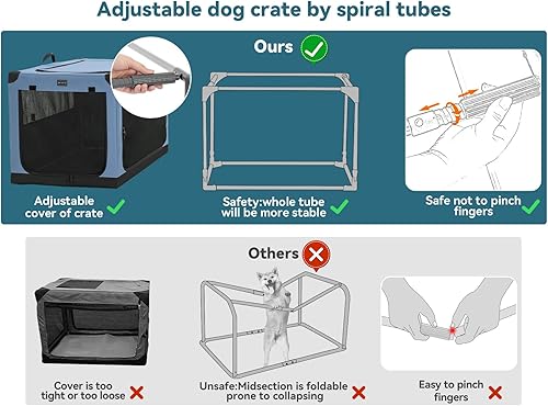 Miniatura 2 de Jaulas de perro para perros pequeños, cubierta de tela ajustable por tubo de hierro en espiral, diseño de jaula de viaje para perros con costura
