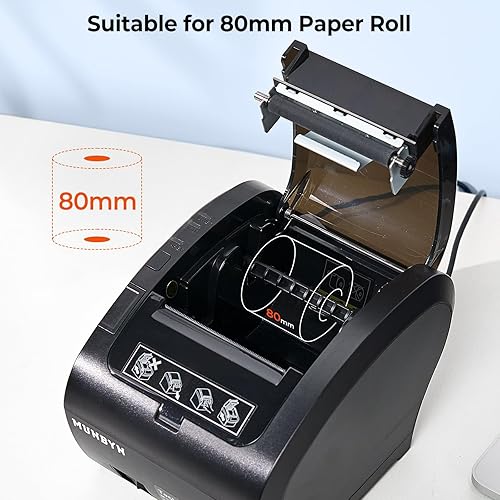 Miniatura 7 de MUNBYN Impresora térmica de recibos Bluetooth P047, impresora POS de 3.150 in, impresora térmica con Ethernet serie USB, Bluetooth, compatible con