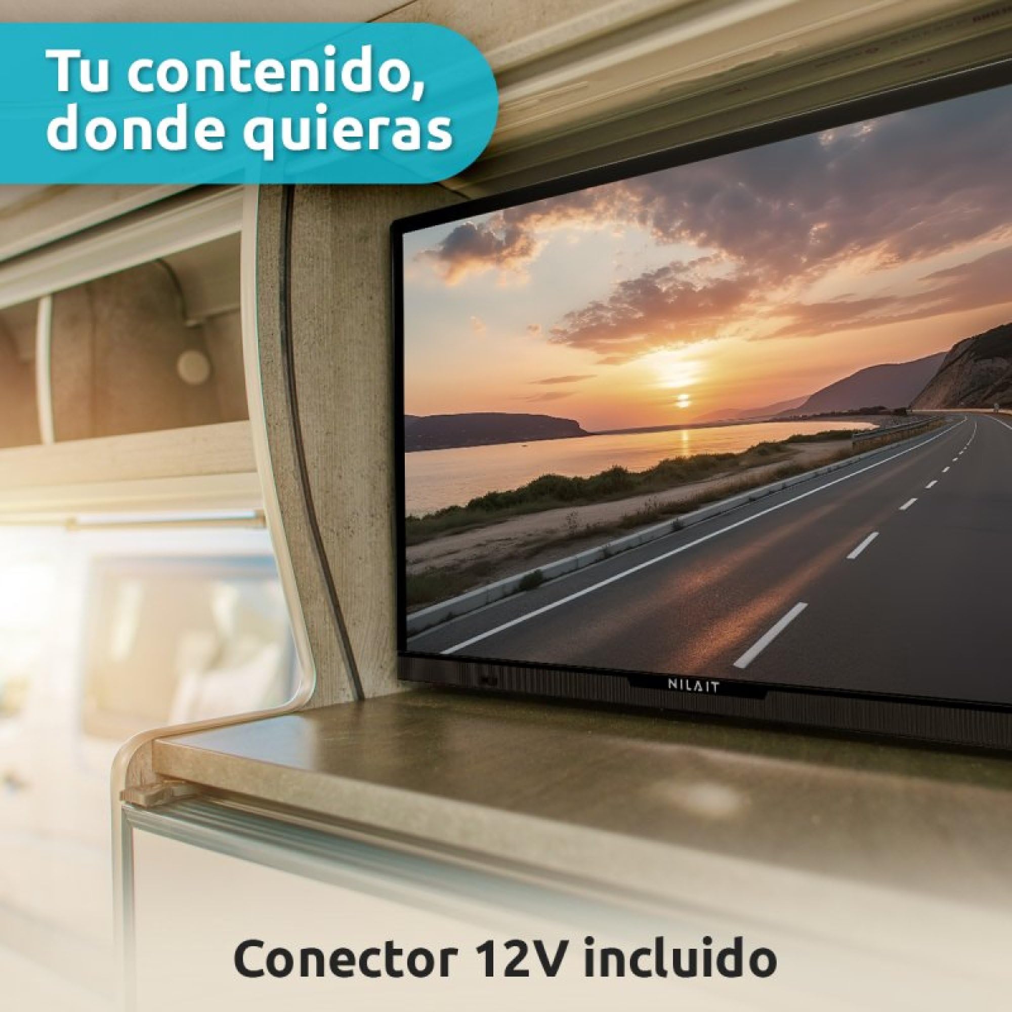 Nilait Prisma TV 24 Pulgadas HD Ready ELED, Televisor Compacto 12V Bajo Consumo, USB HDMI Grabador, Ideal Cocina Camping Autocaravana