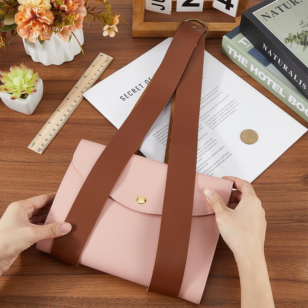 Nordic Style PU Leather Book Hanger Portable Display Wall Mounted Storage Organizer Hanging Rack File Holder Brown Rustic Leather Magazine Holder for Magazines Newspapers Home Office Decor