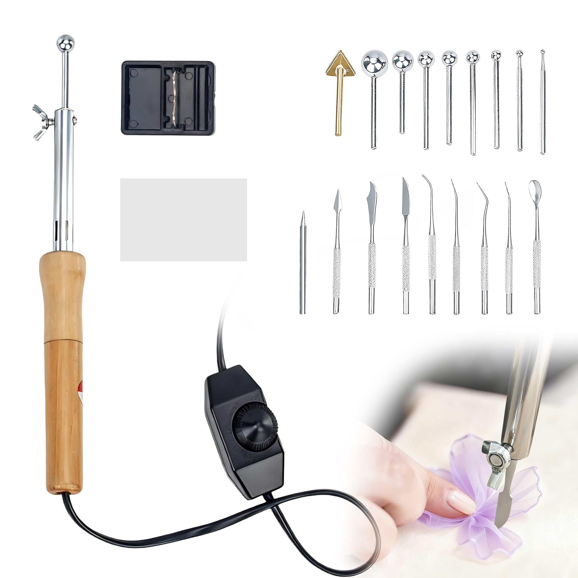 ZOYACREATE Fabric Flower Maker, Electric Mini Iron DIY Kit with 18 Tips