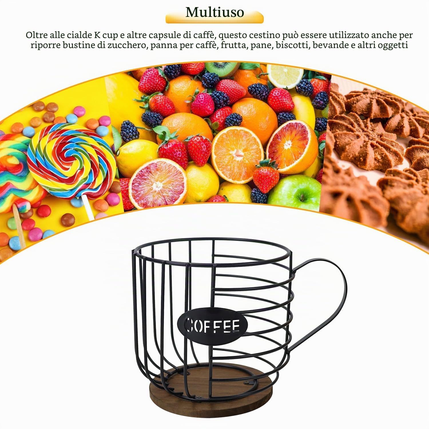 Porta Capsule Caffè, Porta Cialde Caffè, Cialde Espresso, Contenitore K per Banchetti, Accessori per Bar, Bancone, Casa, Ufficio, Nero