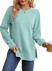 Moletom feminino com divisão lateral moda outono 2025 camisas de manga longa tendência agora