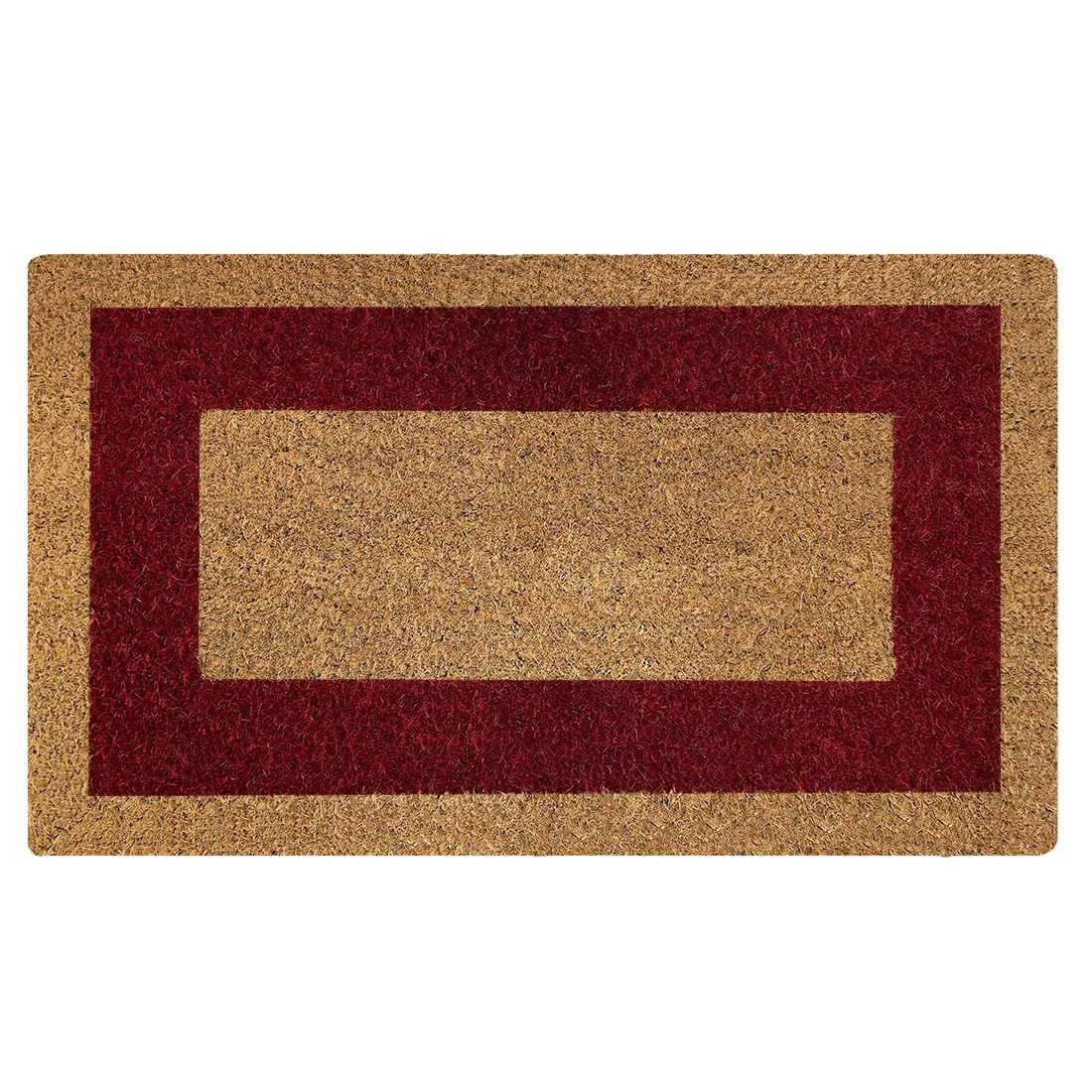 Acomoda Textil - Felpudo de Coco Natural Ecológico con Cenefa, Resistente y Antideslizante. Felpudo Ideal para Exterior e Interior de Casas y Comercios. (33x60 cm, Rojo)