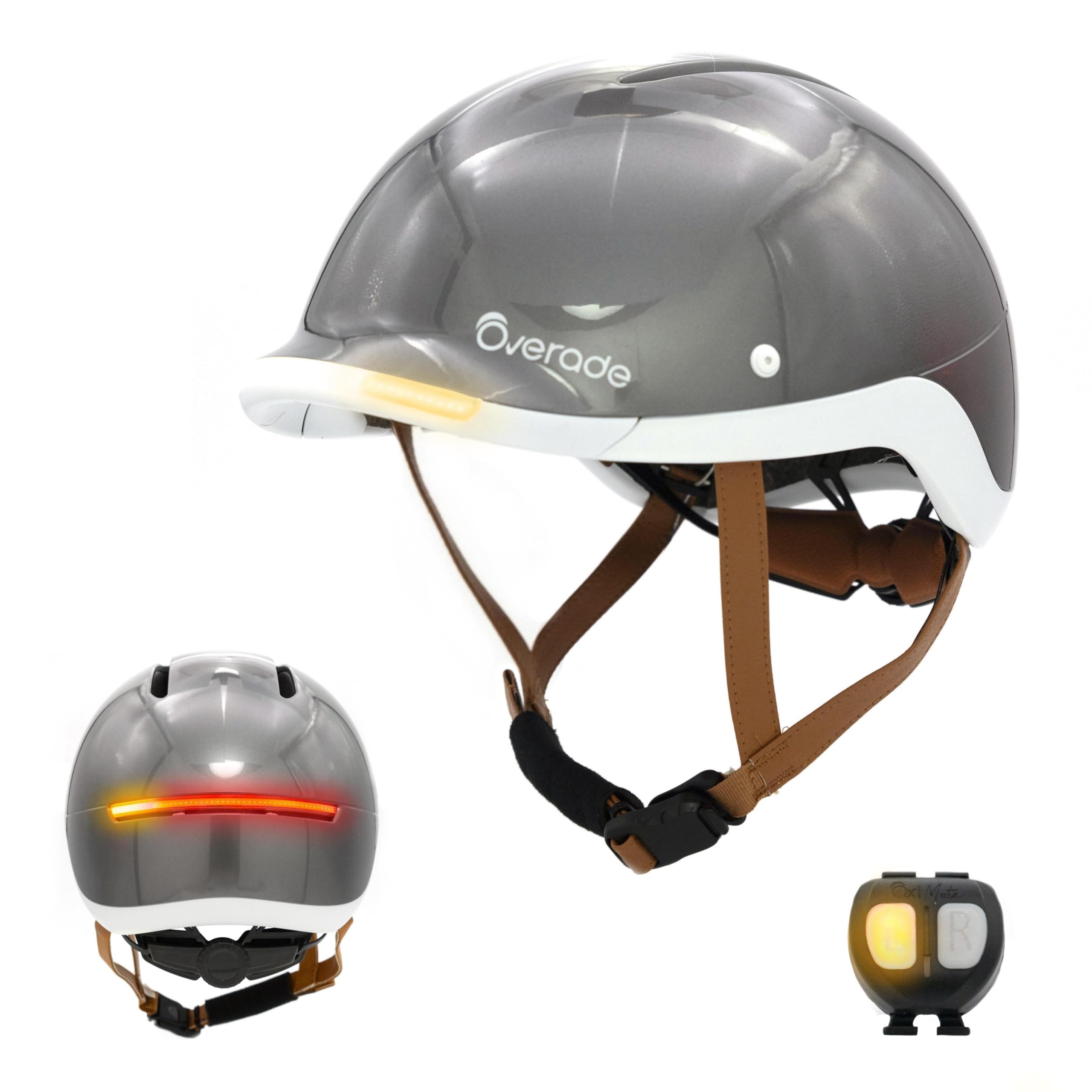 Overade Innovation - 'Life' Helmet for Bicycle and Scooter, with Powerful Front/Rear Light, Including Oximote Flashing Remote Control, One Size fits All.