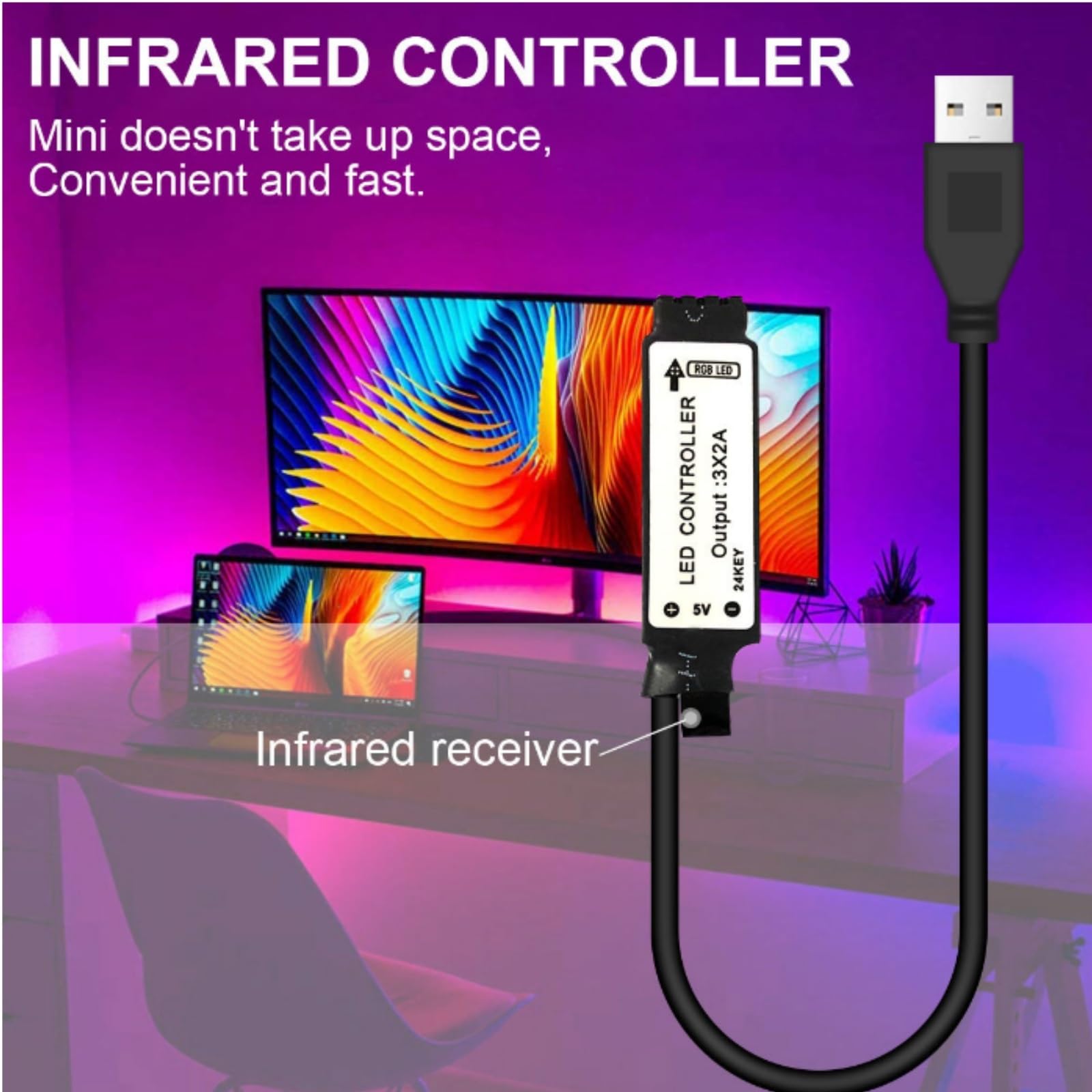 Reaktywne podświetlenie LED do telewizora taśma 5 V 5050 RGB taśma LED światła do telewizora synchronizowane z paskiem USB na podczerwień kolorowe tło telewizora dekoracyjne oświetlenie LED