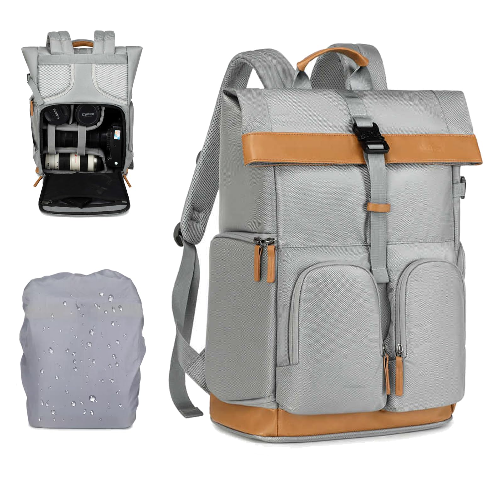 17.3" Waterproof DSLR Camera Backpack,Professional Camera Bag with Waterproof Rain Cover,Lightweight Design with 16" Laptop Compartment & Tripod