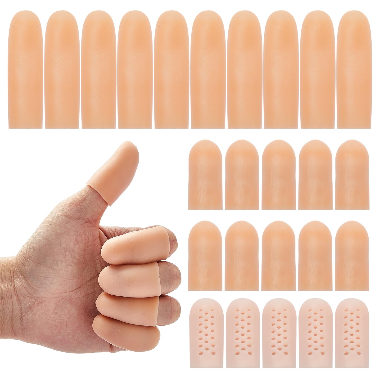 DMwespe Gel Finger Protectors Silicone Fingertips Protection Caps, Cots Fingertip Bandages Band for Finger Arthritis, Cracking Treatment Pain Relief Thumb Protector?25 Pcs