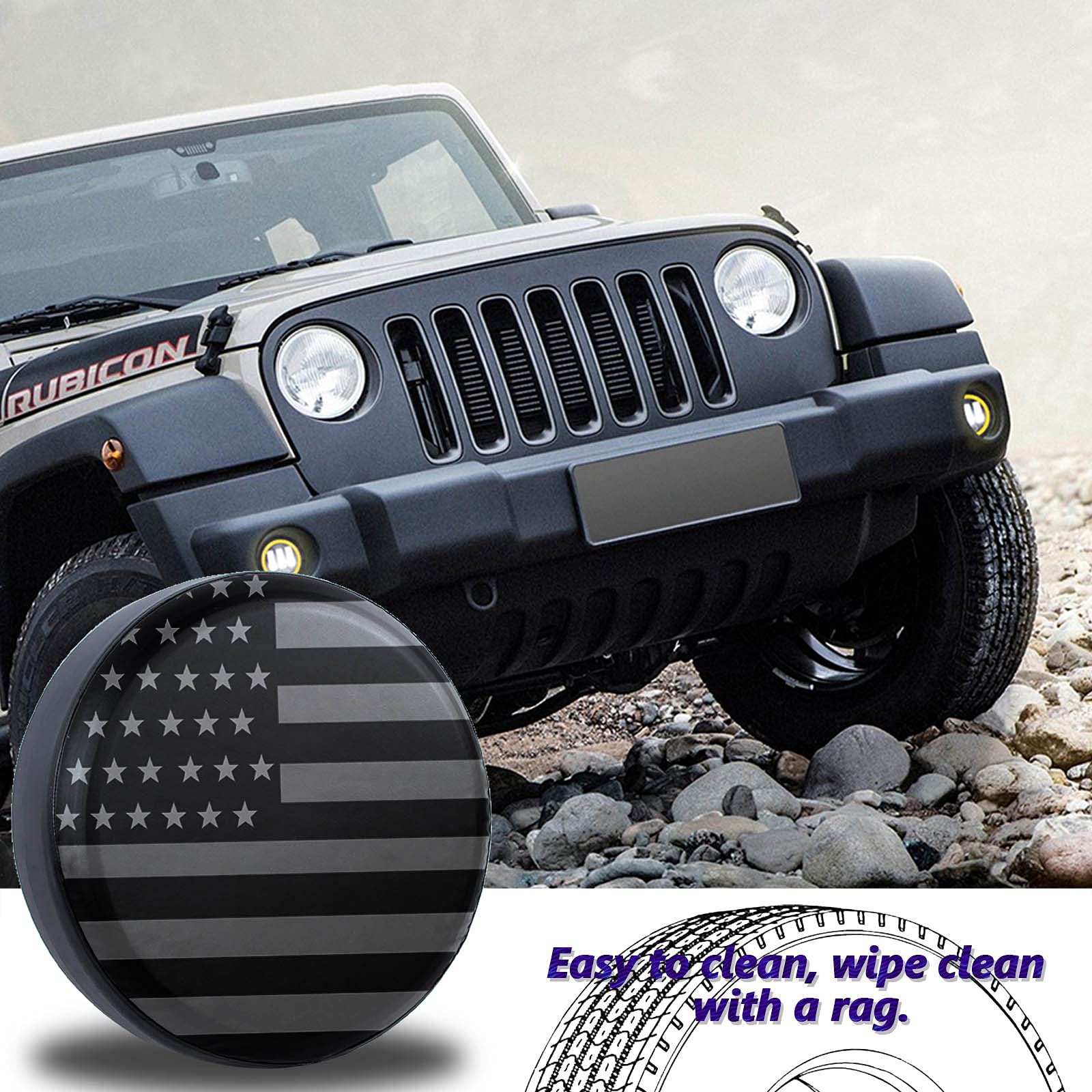 Housse de Pneu de Secours avec Drapeau américain pour Jeep Wrangler VUS, Camion, remorque de Voyage de 35,6 cm, 38,1 cm, 40,6 cm, 43,2 cm, pneus imperméables et résistants à la poussière (40,6