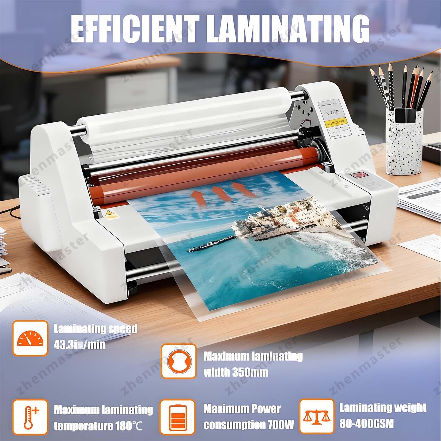 Macchina per Plastificare Professionale 13 Pollici, Laminatrice a Caldo e a Freddo con Doppio Riscaldamento, Controllo Elettronico di Temperatura, Ideale per Scuola, Studio Grafico e Ufficio