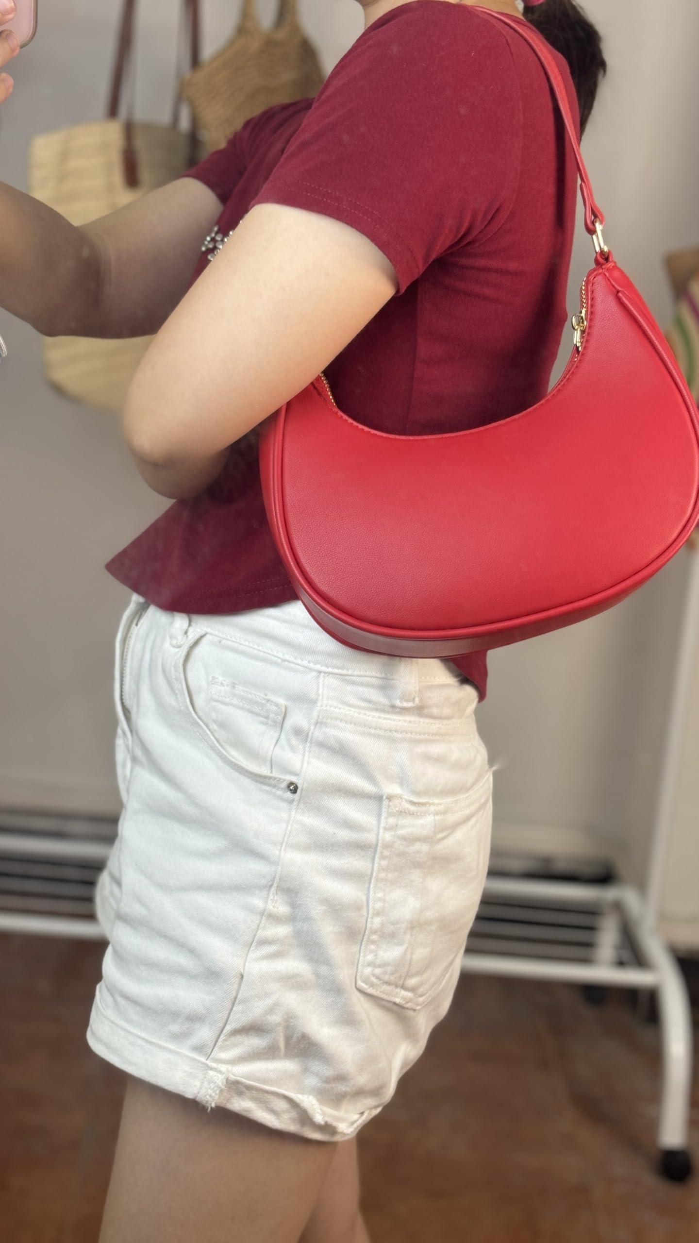 Barabum Borsa a mano da donna con chiusura a cerniera, stile rétro, stile classico