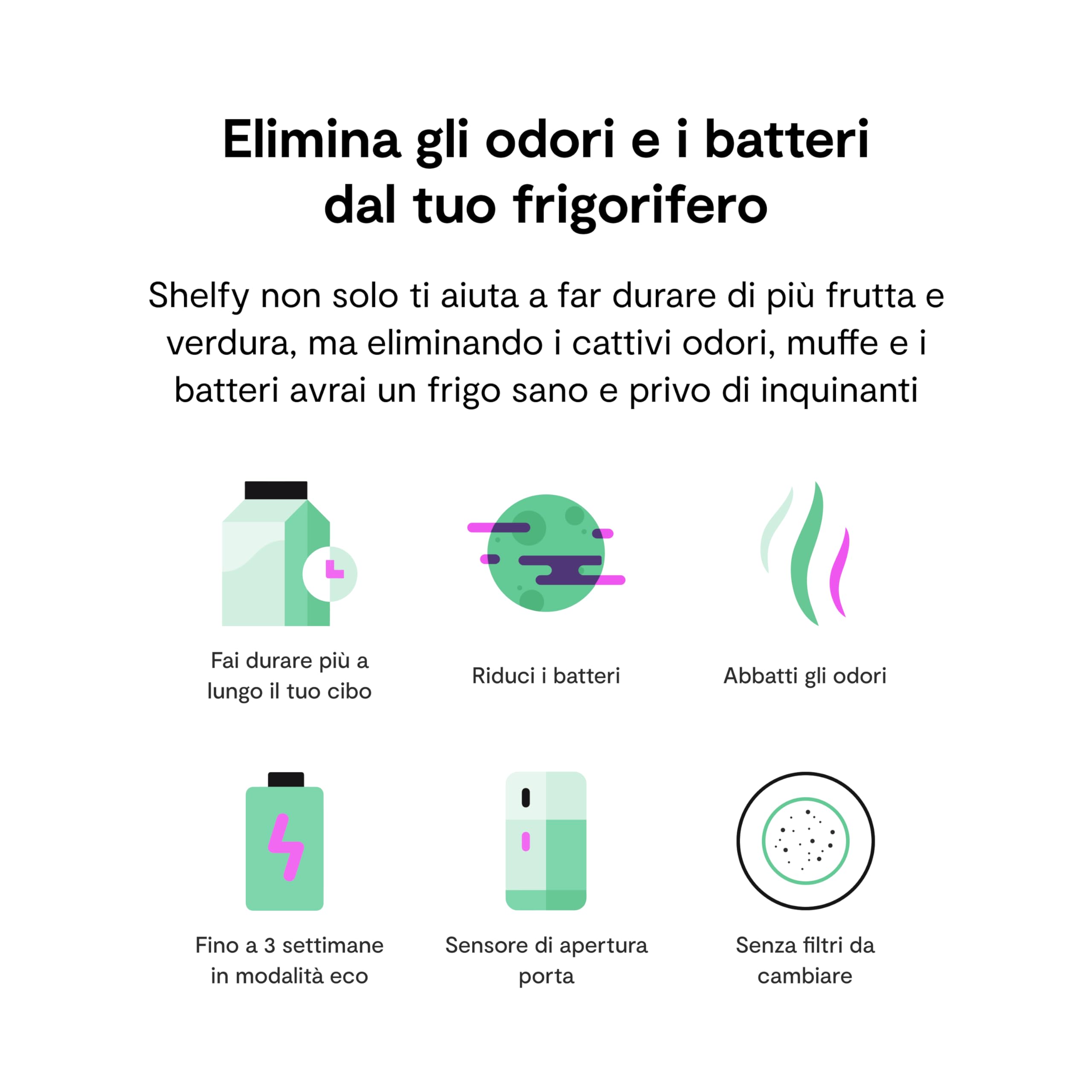 VITESY SHELFY Smart Device per Frigorifero | Estende Freschezza Cibo e Riduce Spreco Alimentare | Rimuove Cattivi Odori | Tecnologia IoT | Filtro Fotocatalitico e Lavabile | Ricarica USB-C (Avorio)