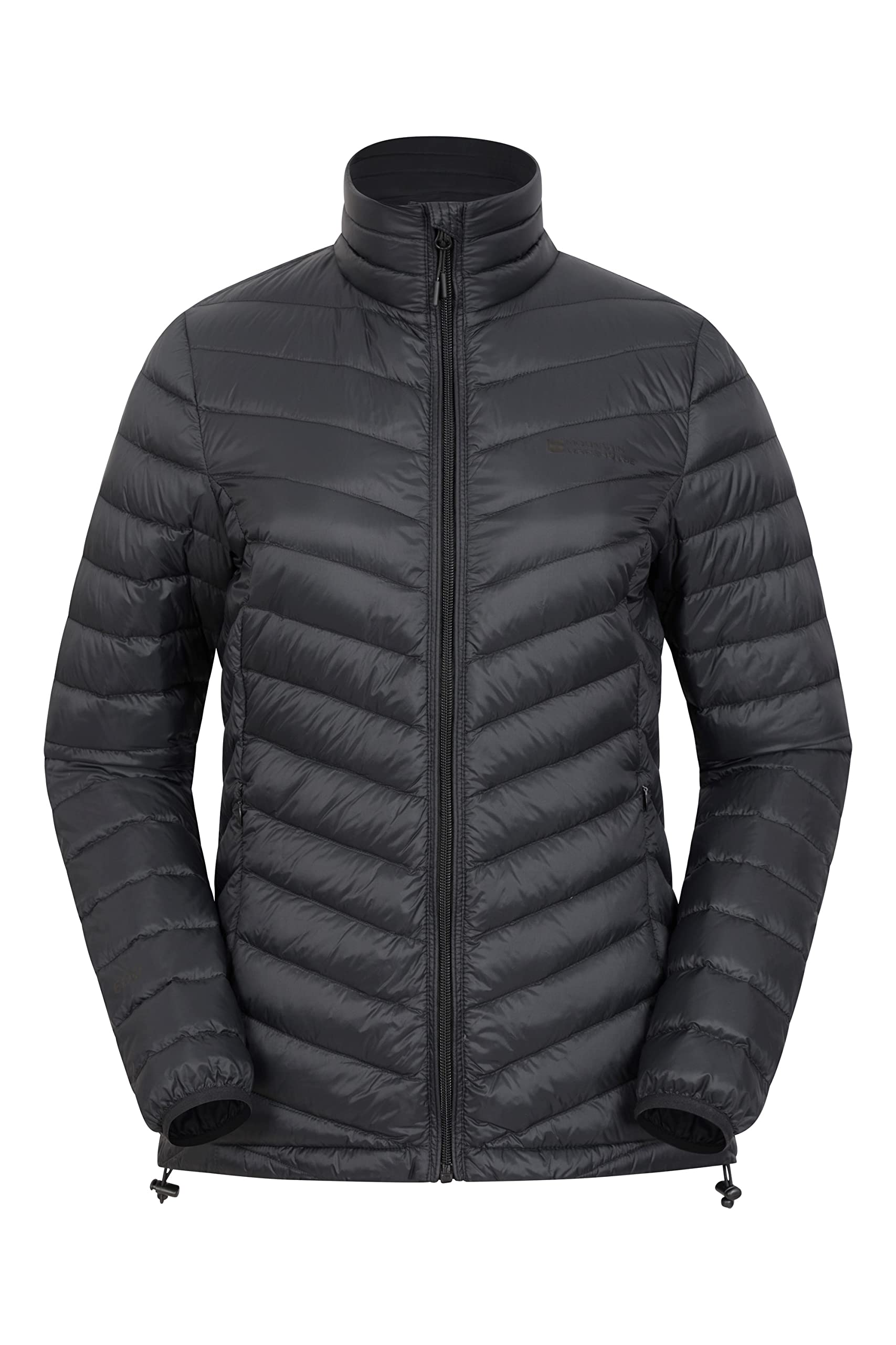 Mountain Warehouse Featherweight Down Womens Jacket - Lightweight & Water Resistant Ladies Rain Jacket, Thermal Parka Coat, Packaway - Travelling, Hiking, Camping Black Women's Size 10