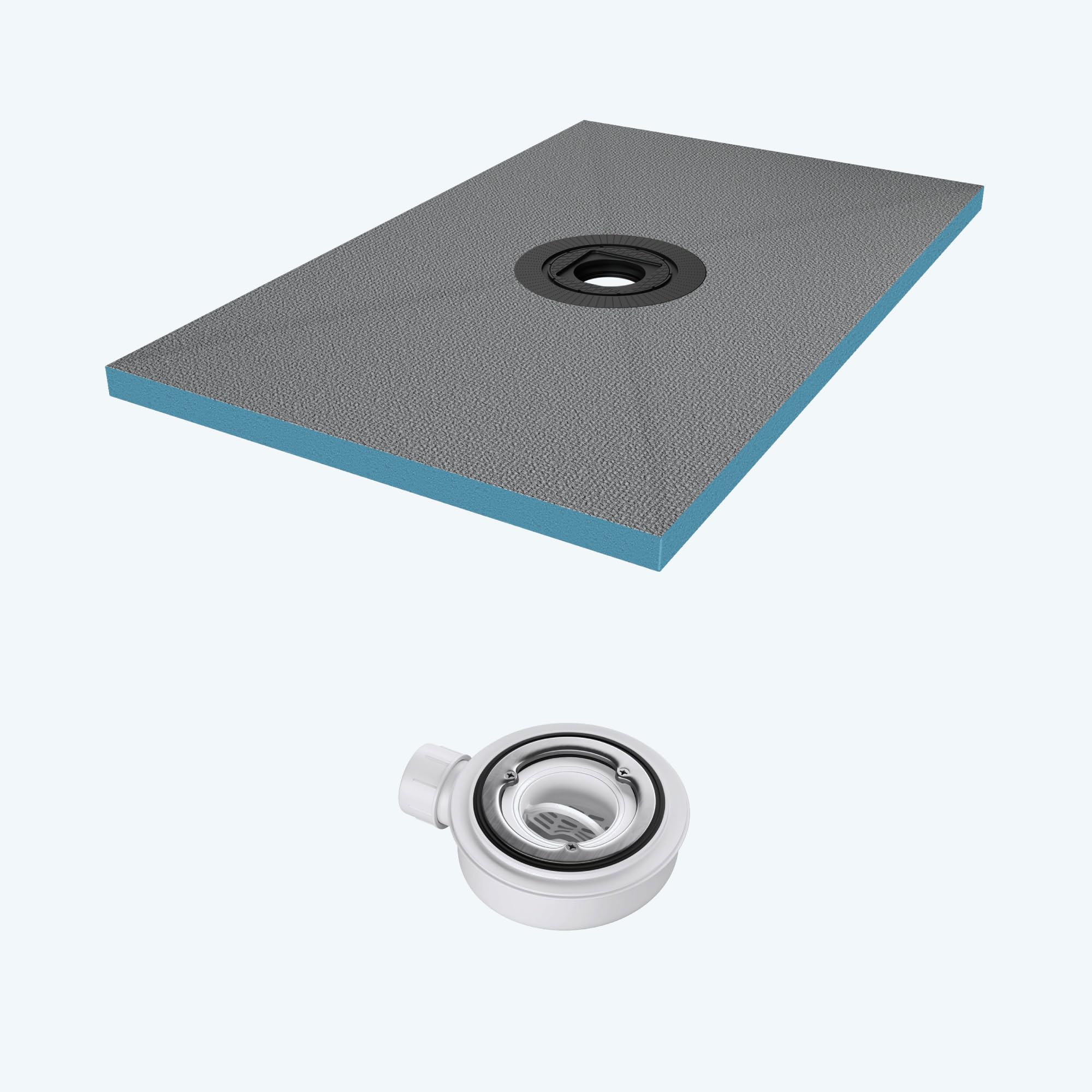 doporro Duschelement 75x120x4cm Beton Grau mit Ablaufgarnitur Duschboard | Duschboard befliesbar mit Gefälle in Zuschneidbar waagerechter Ablauf bodeneben und barrierefrei einbaubar XPS