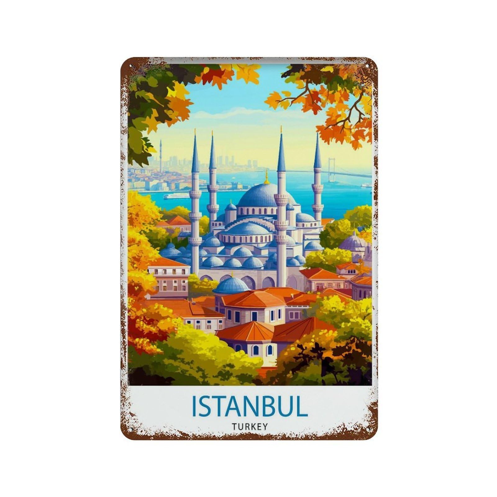 xiaoxiaoshen Istanbul Turkey Travel Lover Pr Wall Decor Art Metal Tin Poster Modern Home Decor Art Home Bar Shop Decorations Vintage Sign 30x20cm
